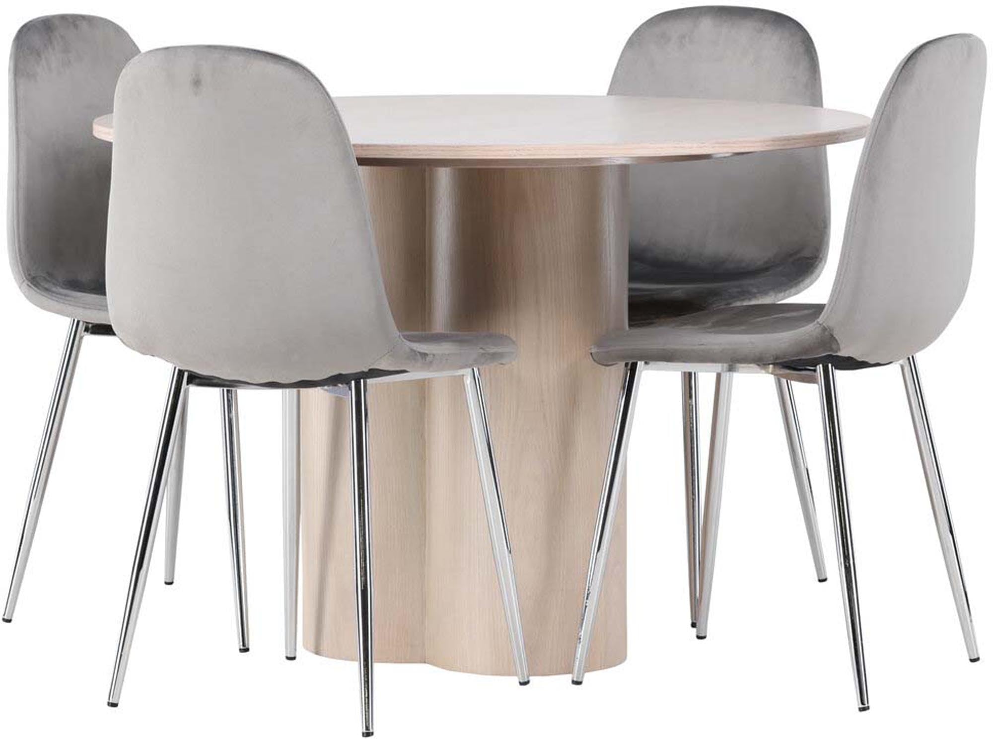 Elegantes Esszimmerset Olivia mit 110 cm Tisch und 4 Samtstühlen von Venture Home. Ideal für festliche Anlässe und gemütliche Abende.