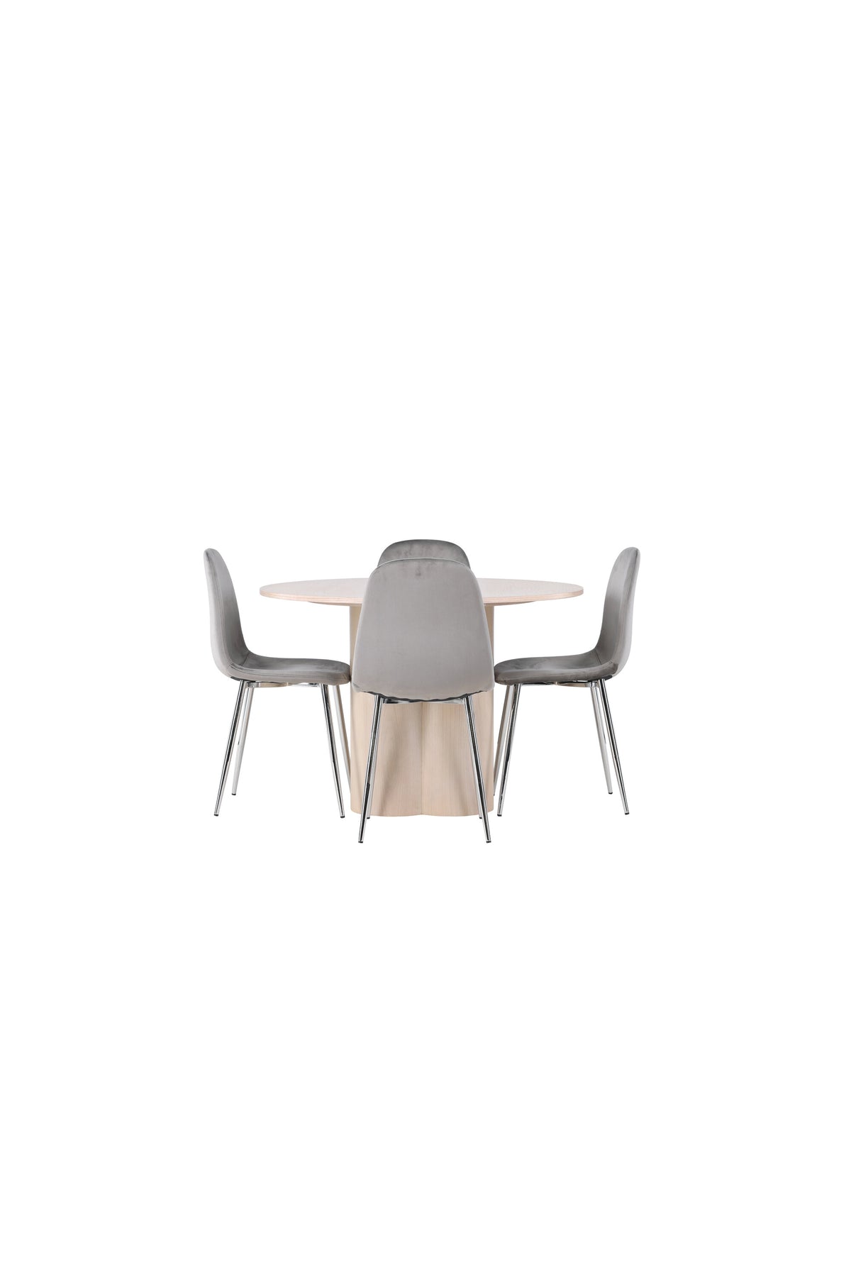 Olivia Esszimmerset + Eva ⌀110cm/4St. in Natur / Hellgrau / Silber präsentiert im Onlineshop von KAQTU Design AG. Esszimmerset ist von Venture Home