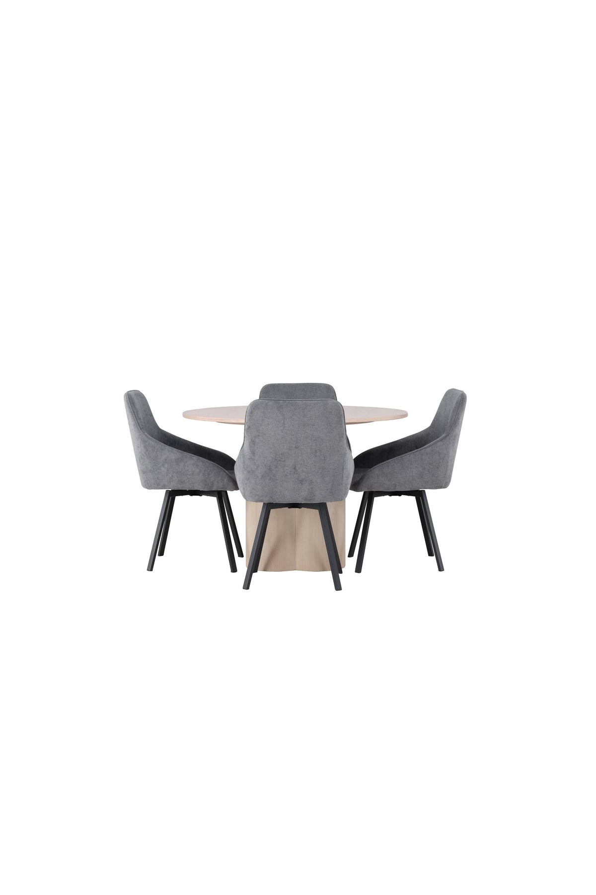 Olivia Esszimmerset + Rosie ⌀110cm/4St. in Natur / Grau / Schwarz präsentiert im Onlineshop von KAQTU Design AG. Esszimmerset ist von Venture Home