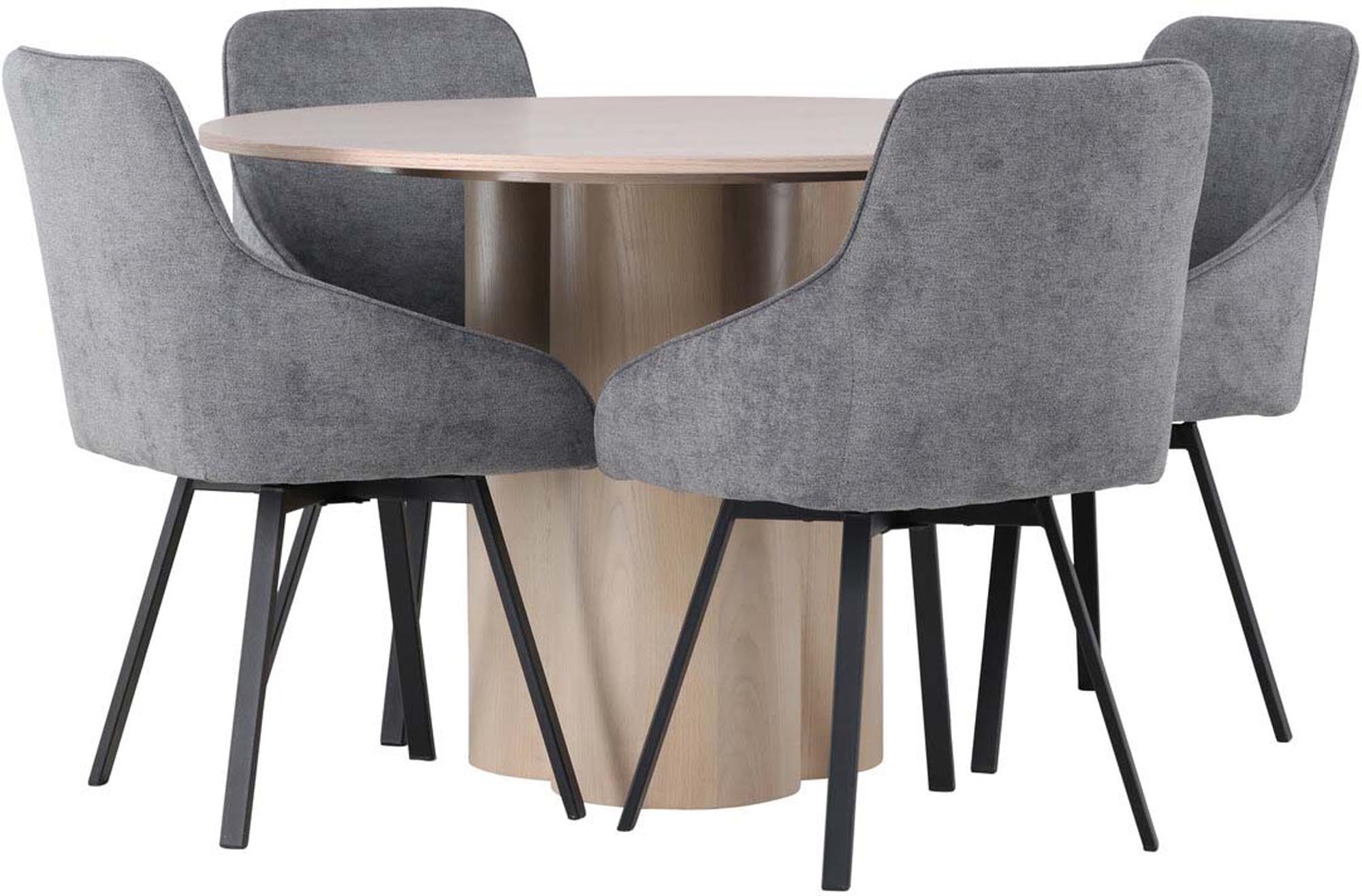 Elegantes Esszimmerset Olivia: Runder Tisch mit 4 Stühlen, modern.