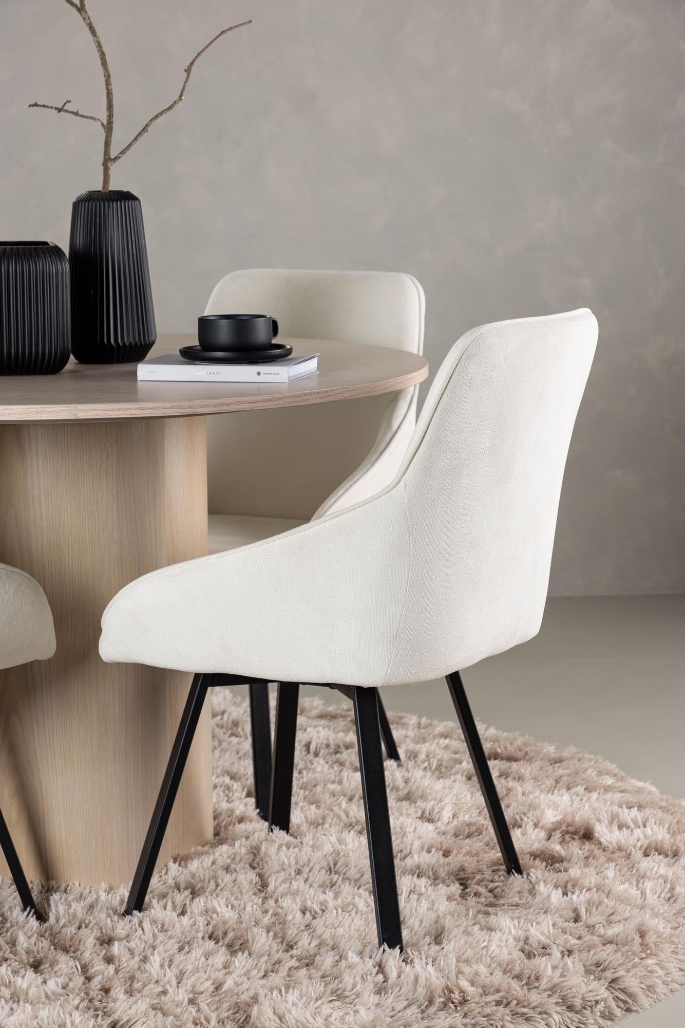 Stilvolles Olivia Set: Rosie Tisch Ø110cm & 4 Stühle von Venture Home.