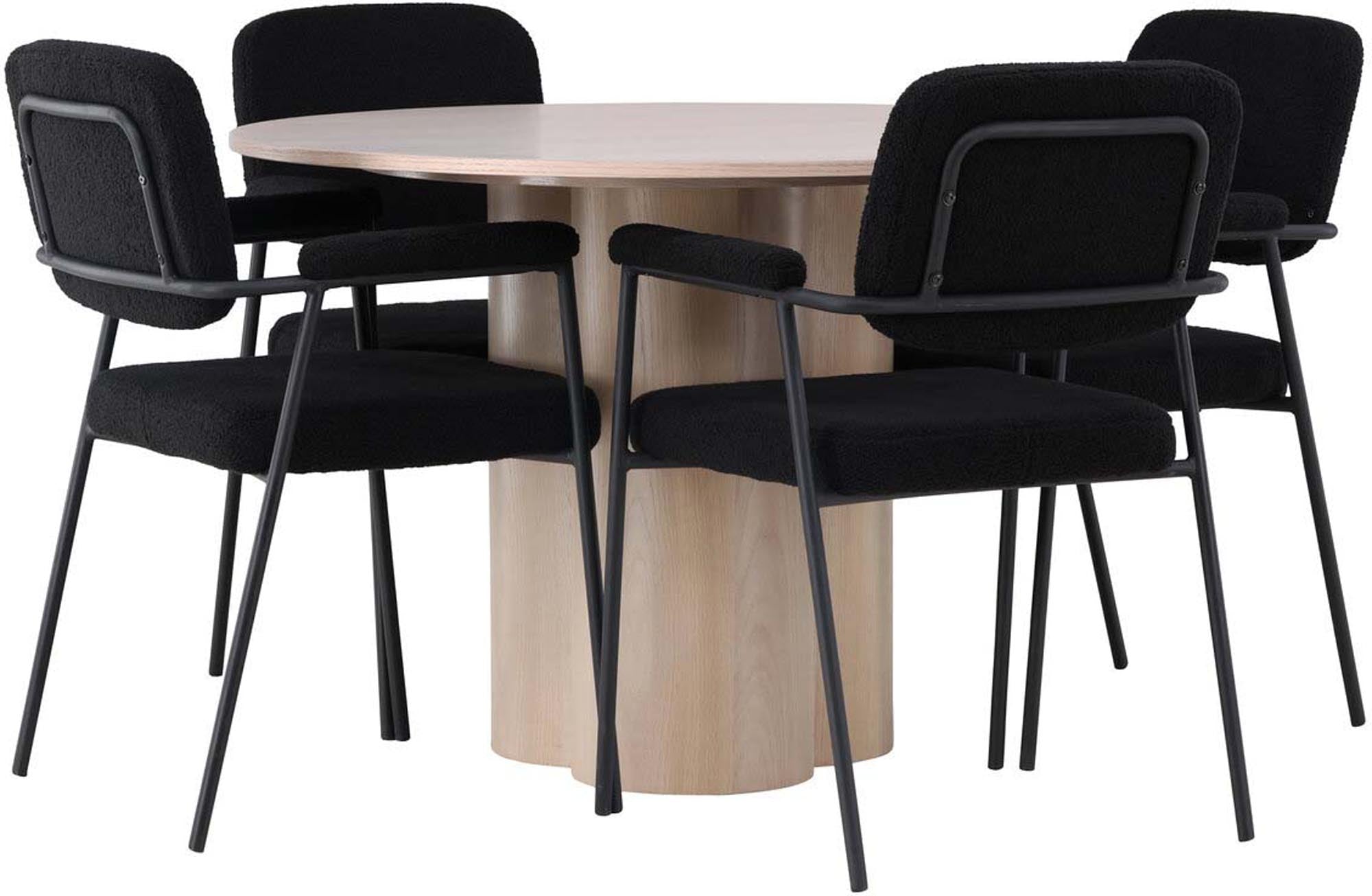 Stilvolles Olivia Esszimmerset mit rundem Tisch und 4 Stühlen, Venture.