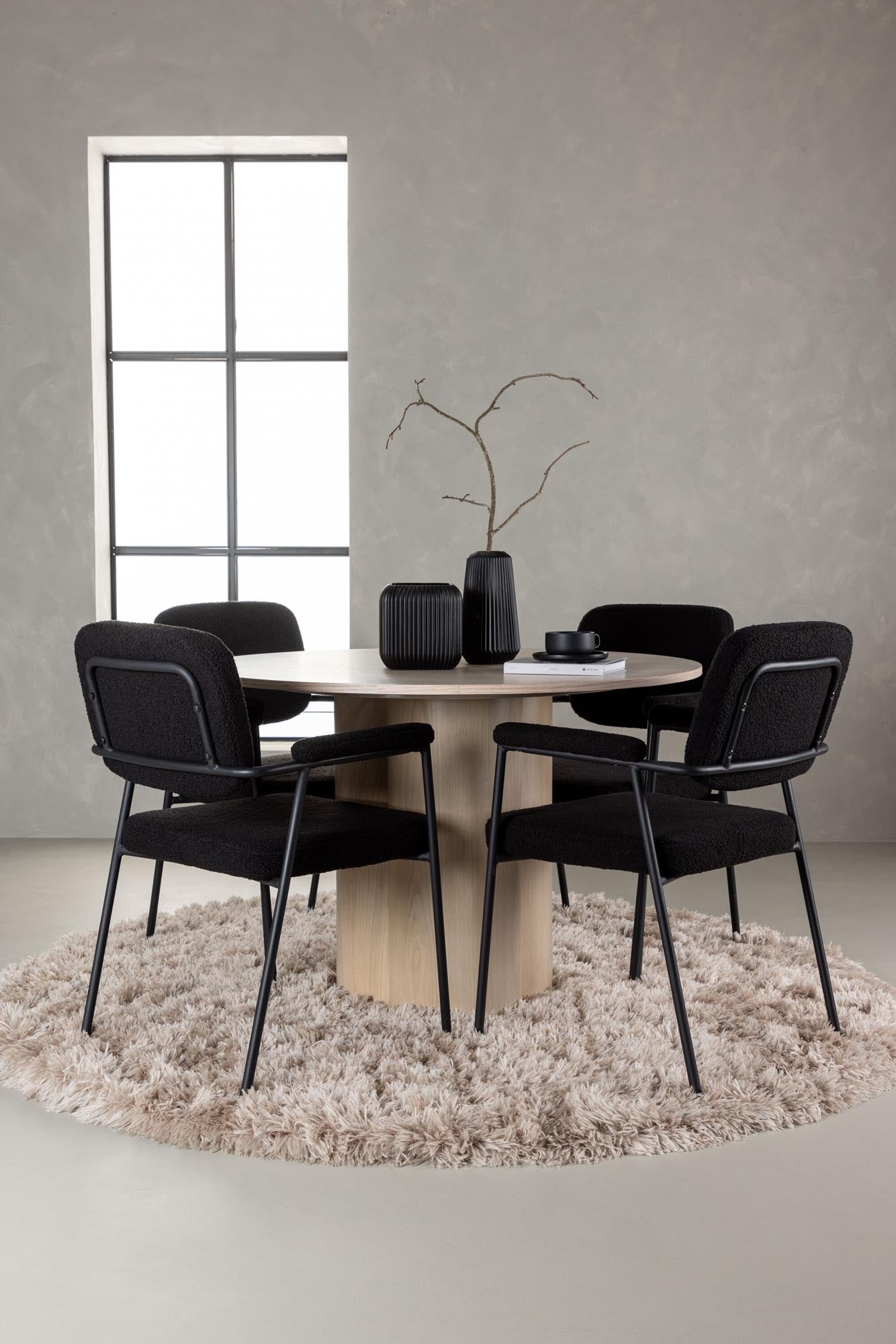 Modernes Olivia Esszimmerset mit rundem Tisch und 4 Stühlen, Venture.