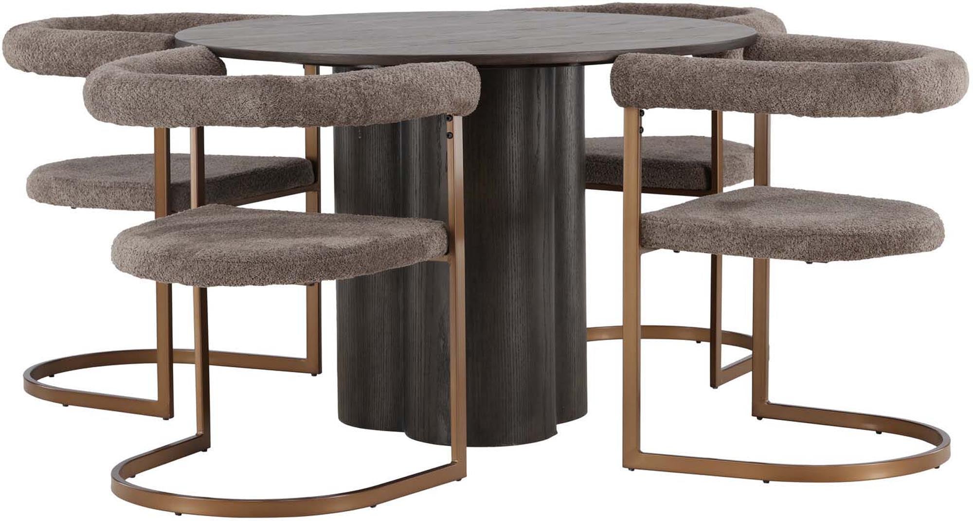 Elegantes Esszimmerset mit 110 cm Tisch und 4 stilvollen Stühlen. Ideal für gemütliche Mahlzeiten und besondere Anlässe.