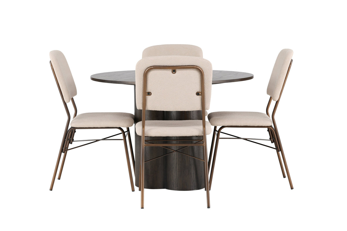Olivia Esszimmerset + Seda ⌀110cm/4St. in Beige / Braun präsentiert im Onlineshop von KAQTU Design AG. Esszimmerset ist von Venture Home
