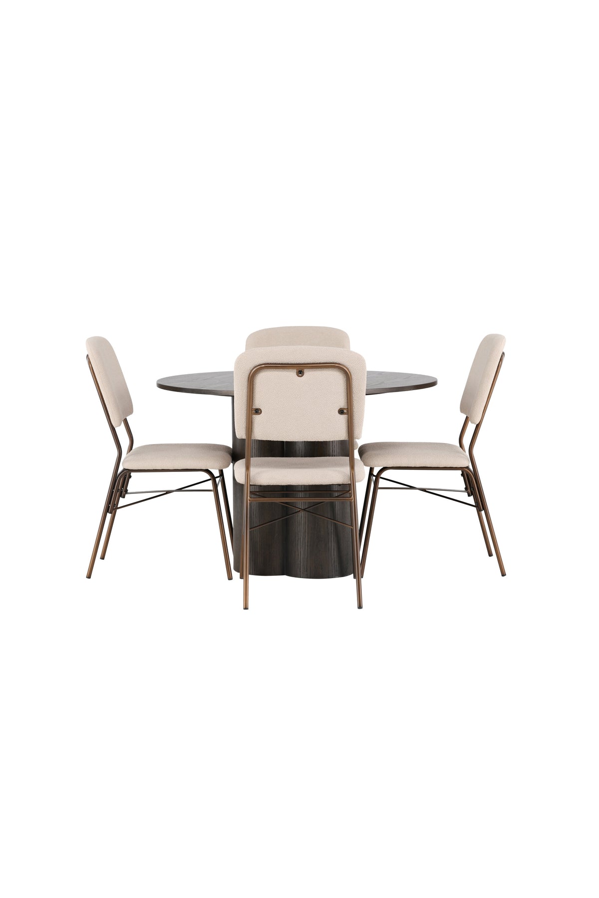 Olivia Esszimmerset + Seda ⌀110cm/4St. in Beige / Braun präsentiert im Onlineshop von KAQTU Design AG. Esszimmerset ist von Venture Home