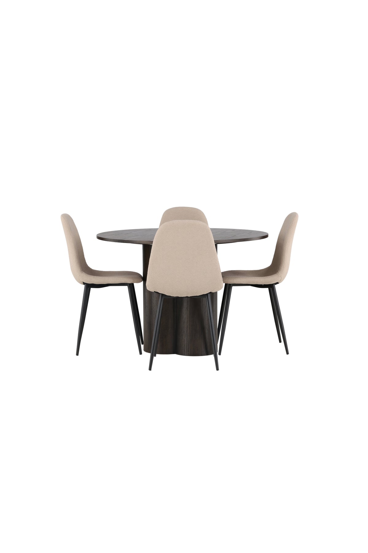 Olivia Esszimmerset + Polar ⌀110cm/4St. in Braun / Beige / Schwarz präsentiert im Onlineshop von KAQTU Design AG. Esszimmerset ist von Venture Home