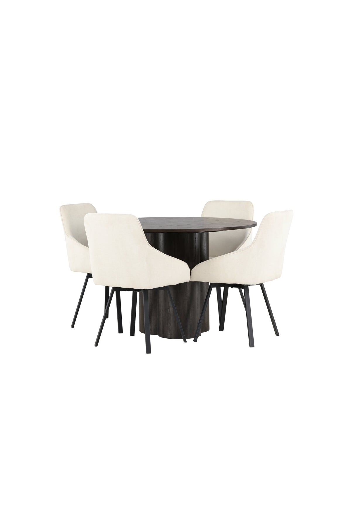 Olivia Esszimmerset + Rosie ⌀110cm/4St. in Braun / Beige / Schwarz präsentiert im Onlineshop von KAQTU Design AG. Esszimmerset ist von Venture Home