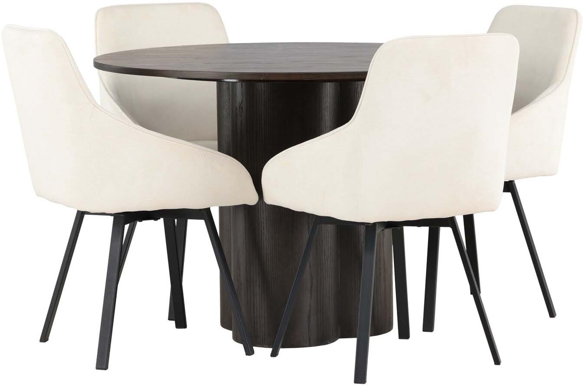 Elegantes Esszimmerset Olivia mit Rosie Tisch (110cm) und 4 komfortablen Stühlen. Ideal für gesellige Runden und modernes Wohnen.