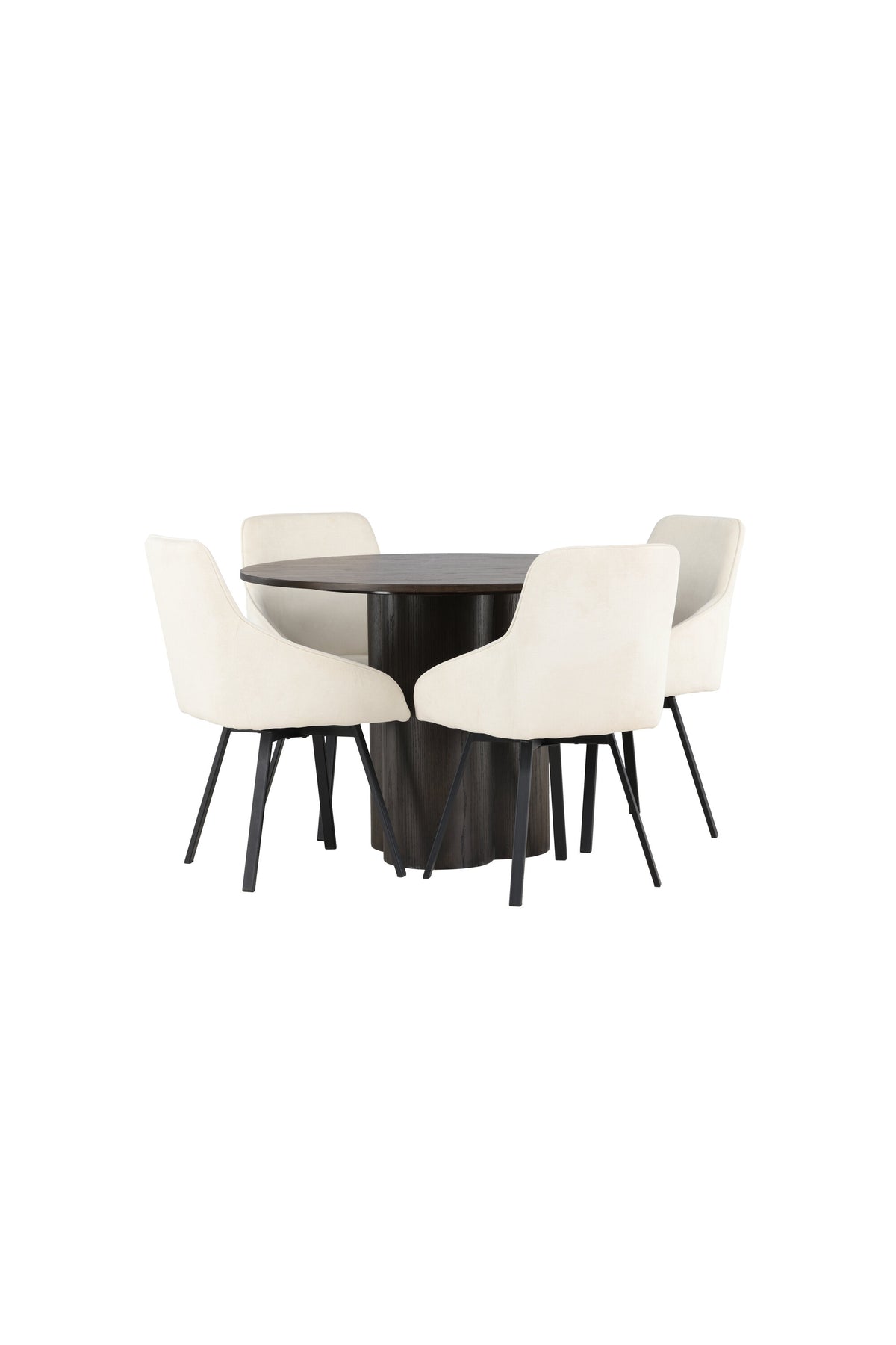 Olivia Esszimmerset + Rosie ⌀110cm/4St. in Braun / Beige / Schwarz präsentiert im Onlineshop von KAQTU Design AG. Esszimmerset ist von Venture Home