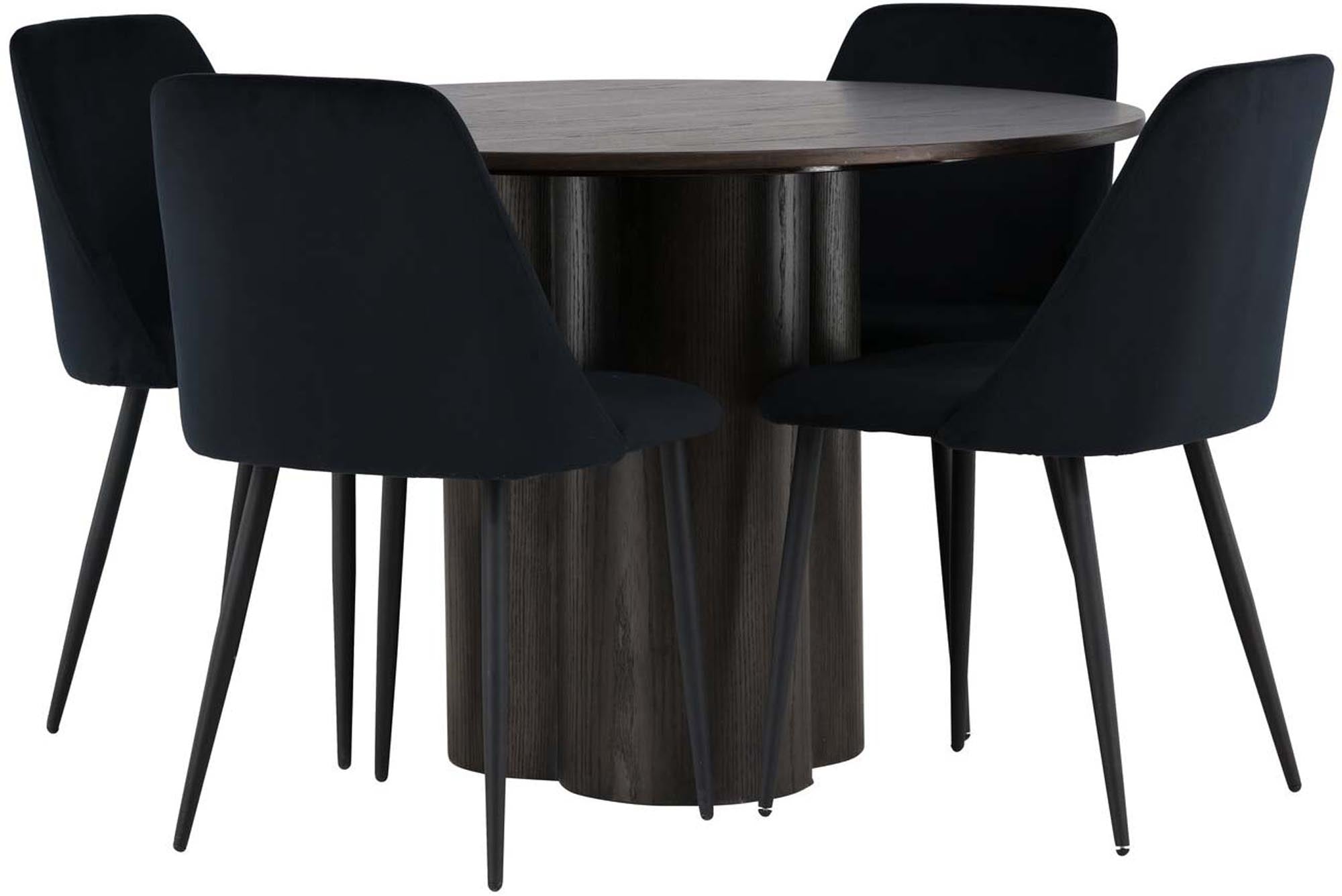 Elegantes Olivia Esszimmerset mit rundem Tisch (110cm) und 4 stilvollen Stühlen von Venture Home. Ideal für gesellige Abende!