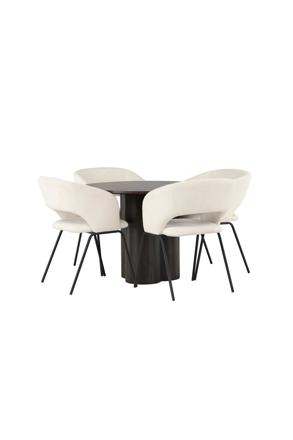 Olivia Esszimmerset + Day ⌀110cm/4St. in Braun / Schwarz / Weiss präsentiert im Onlineshop von KAQTU Design AG. Esszimmerset ist von Venture Home