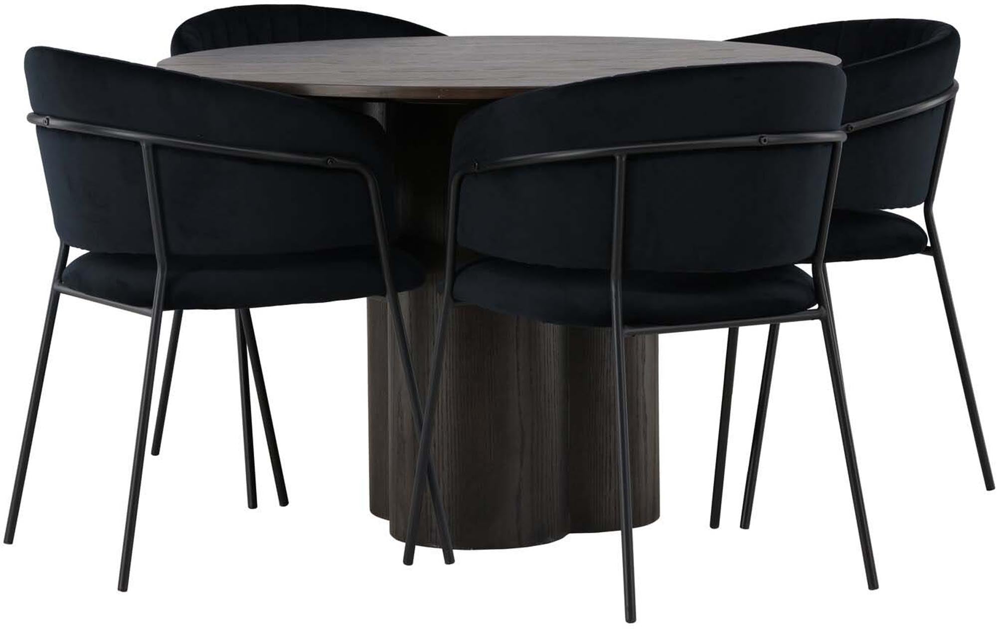 Entdecken Sie das Olivia Esszimmerset + Selma von Venture Home: Stilvolles skandinavisches Design, langlebige Materialien und ideal für gesellige Abende.