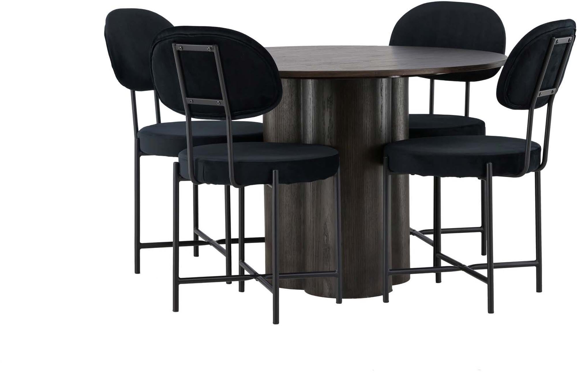 Modernes Olivia Esszimmerset mit Stella Tisch, 110cm, 4 Stühle.