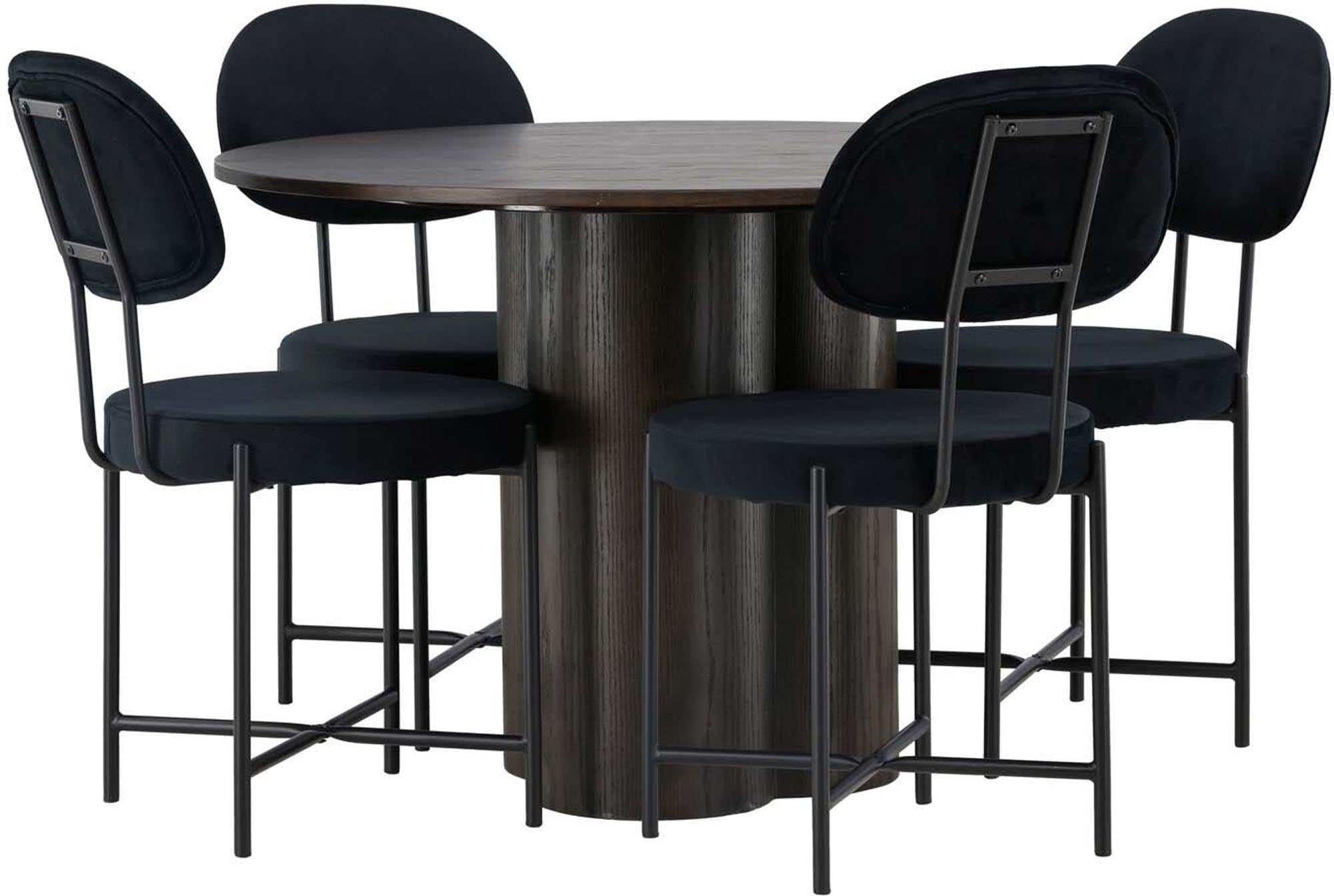 Elegantes Olivia Esszimmerset mit rundem Stella Tisch, 4 Stühle.