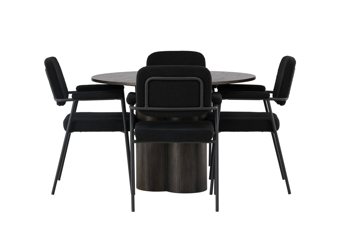 Olivia Esszimmerset + Yesterday ⌀110cm/4St. in Braun / Schwarz präsentiert im Onlineshop von KAQTU Design AG. Esszimmerset ist von Venture Home