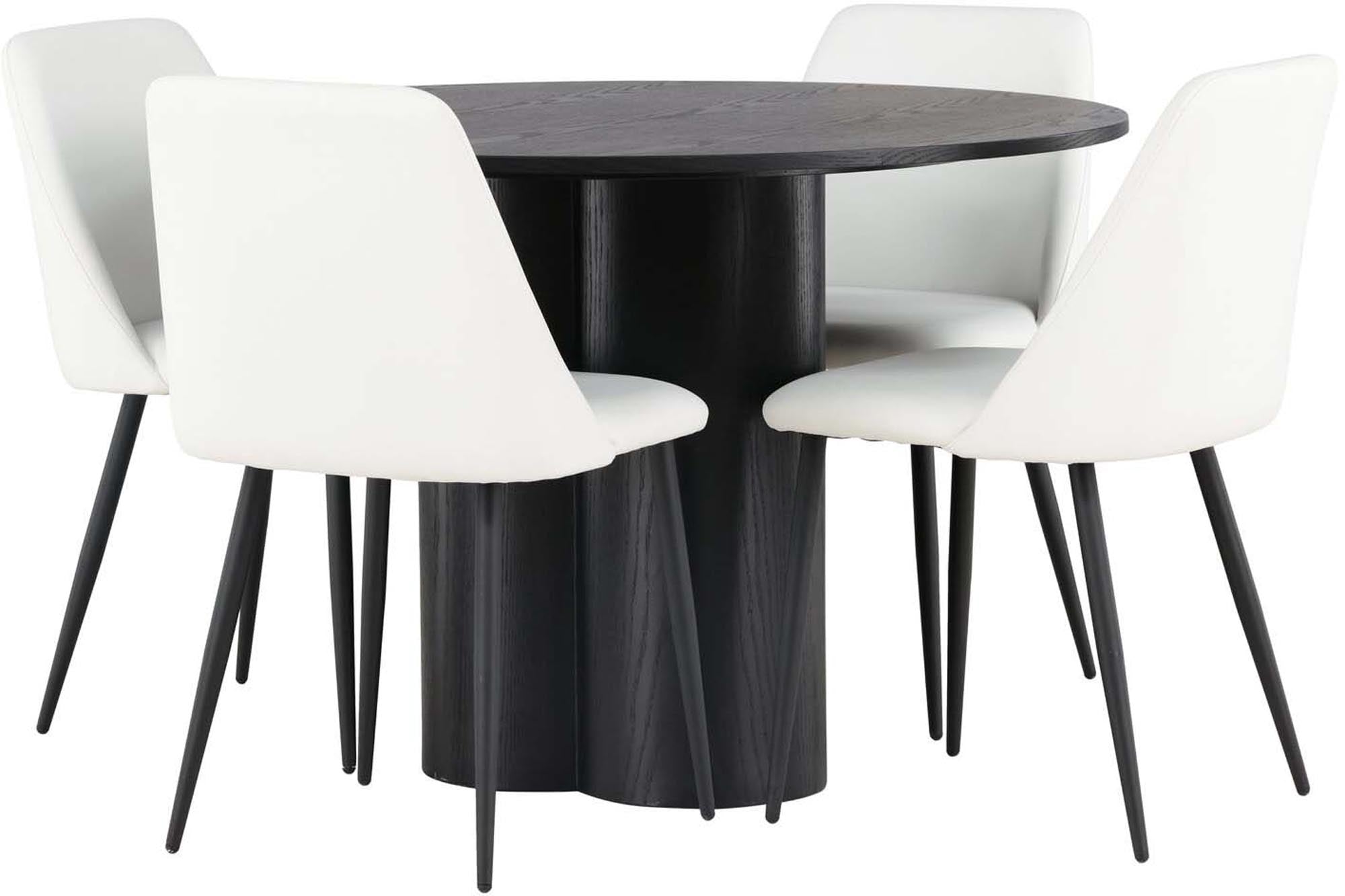 Modernes Olivia Esszimmerset von Venture Home mit stilvollem runden Tisch (110cm) und 4 komfortablen Stühlen. Perfekt für jeden Essbereich!