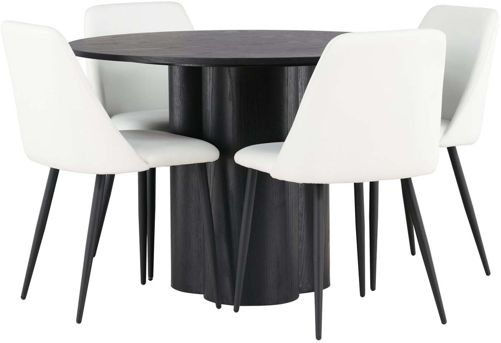 Elegantes Olivia Esszimmerset von Venture Home mit rundem Tisch (110 cm) und 4 bequemen Stühlen. Ideal für gesellige Momente und stilvolle Einrichtung!