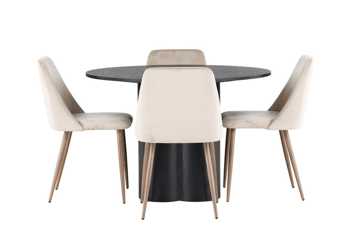 Olivia Esszimmerset + Night ⌀110cm/4St. in Braun / Walnuss präsentiert im Onlineshop von KAQTU Design AG. Esszimmerset ist von Venture Home