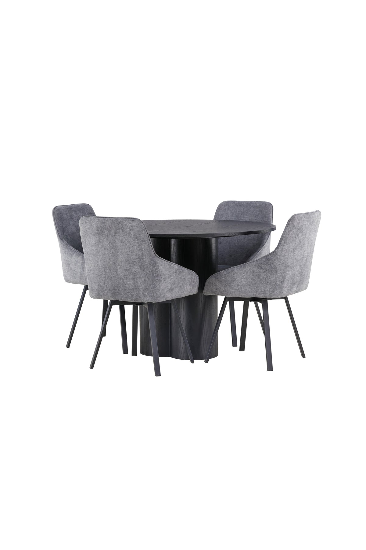 Olivia Esszimmerset + Rosie ⌀110cm/4St. in Schwarz / Grau präsentiert im Onlineshop von KAQTU Design AG. Esszimmerset ist von Venture Home