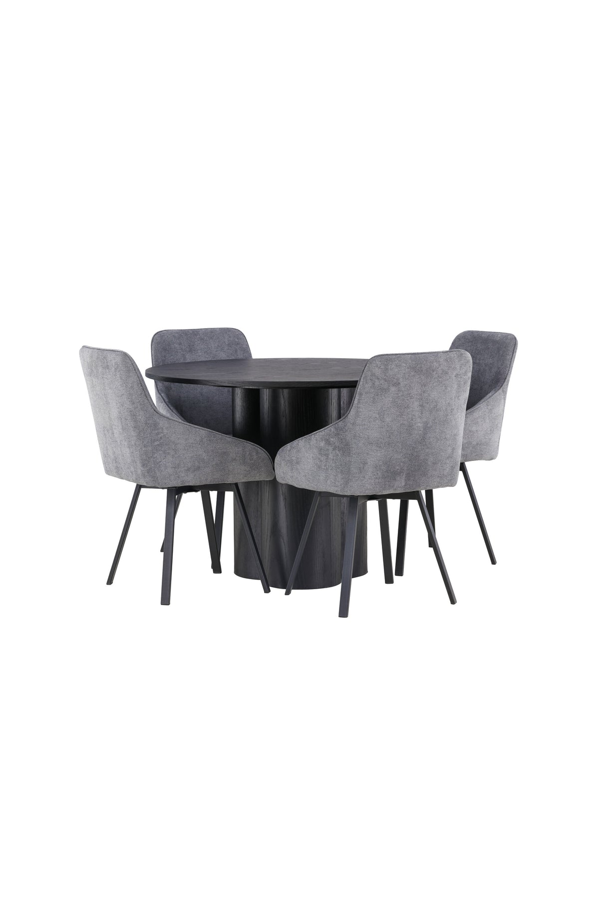 Olivia Esszimmerset + Rosie ⌀110cm/4St. in Schwarz / Grau präsentiert im Onlineshop von KAQTU Design AG. Esszimmerset ist von Venture Home
