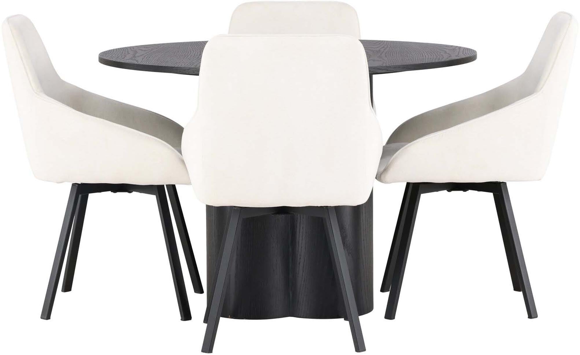 Modernes Esszimmerset: Eleganz & Funktionalität. Runder Tisch (⌀110cm) & 4 Stühle. Perfekt für jeden Anlass.