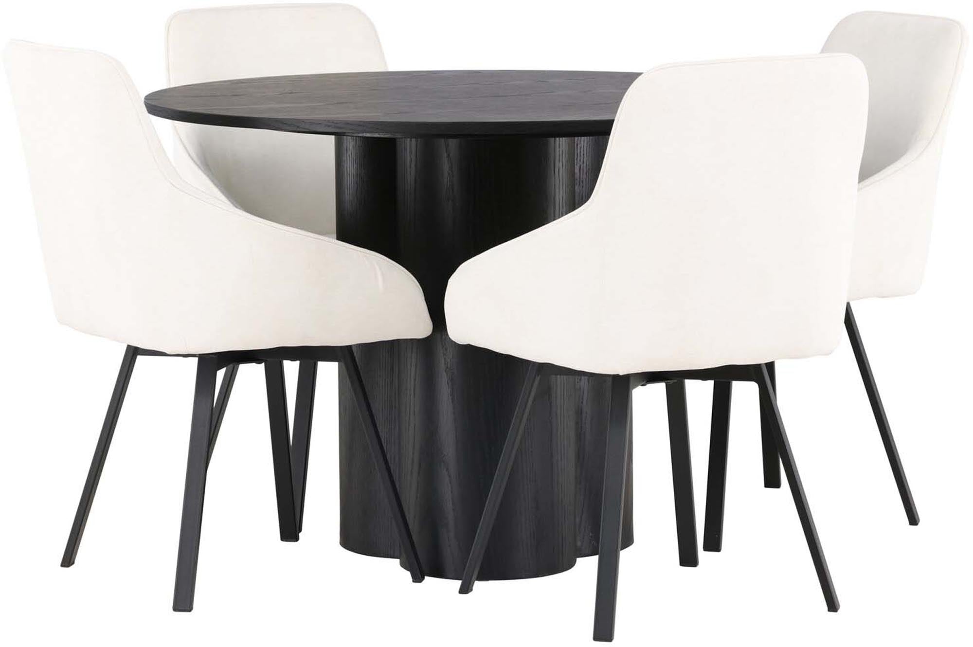 Modernes Esszimmerset Olivia mit Rosie Tisch (110cm) und 4 stilvollen Stühlen. Ideal für gesellige Runden und elegantes Ambiente.