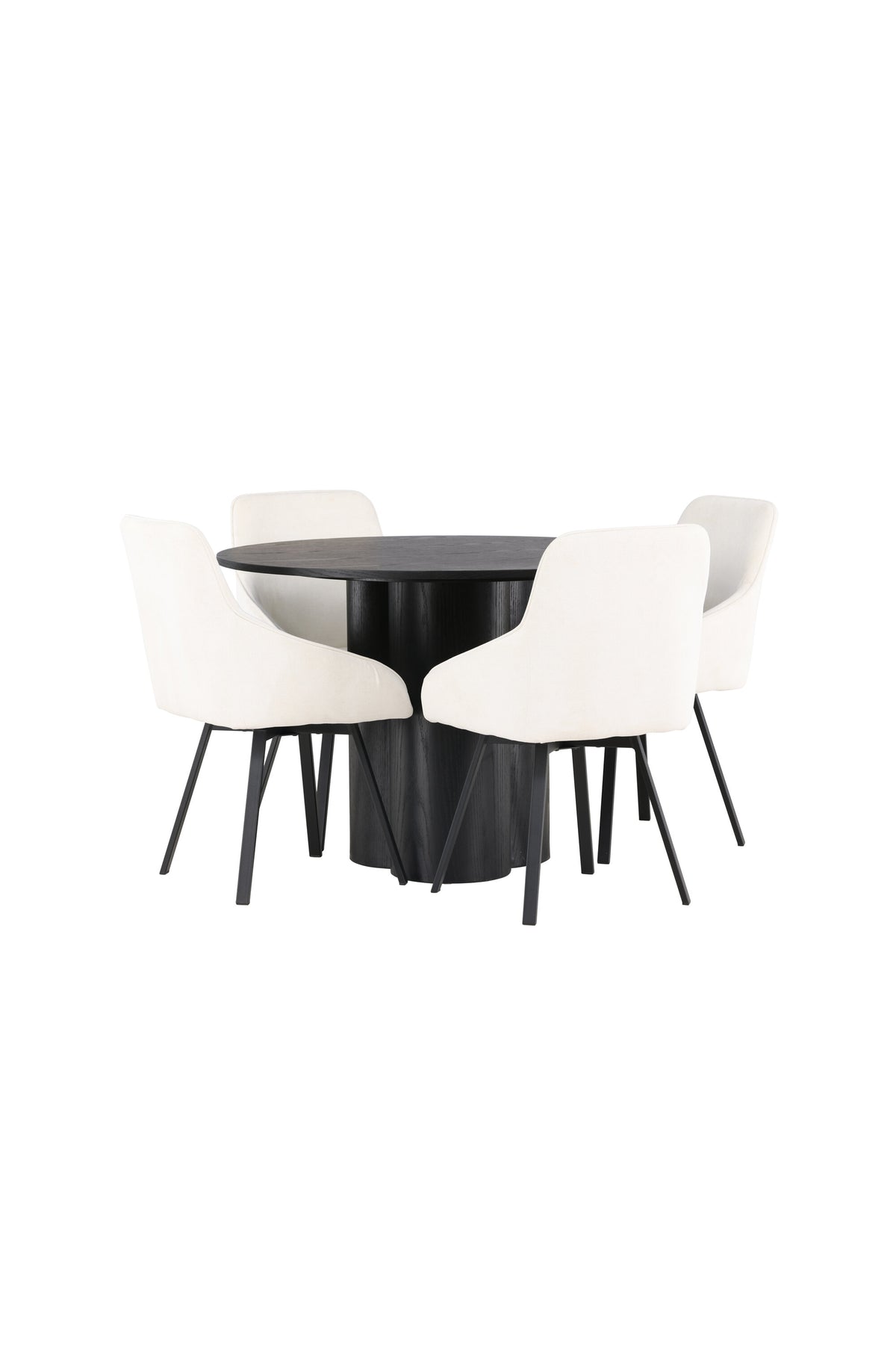 Olivia Esszimmerset + Rosie ⌀110cm/4St. in Beige / Schwarz präsentiert im Onlineshop von KAQTU Design AG. Esszimmerset ist von Venture Home