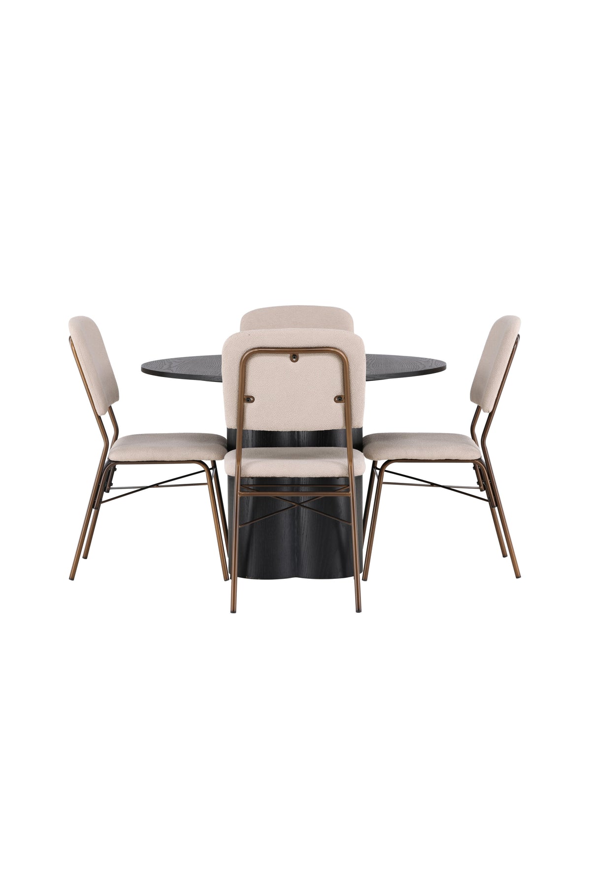Olivia Esszimmerset + Seda ⌀110cm/4St. in Beige / Schwarz präsentiert im Onlineshop von KAQTU Design AG. Esszimmerset ist von Venture Home