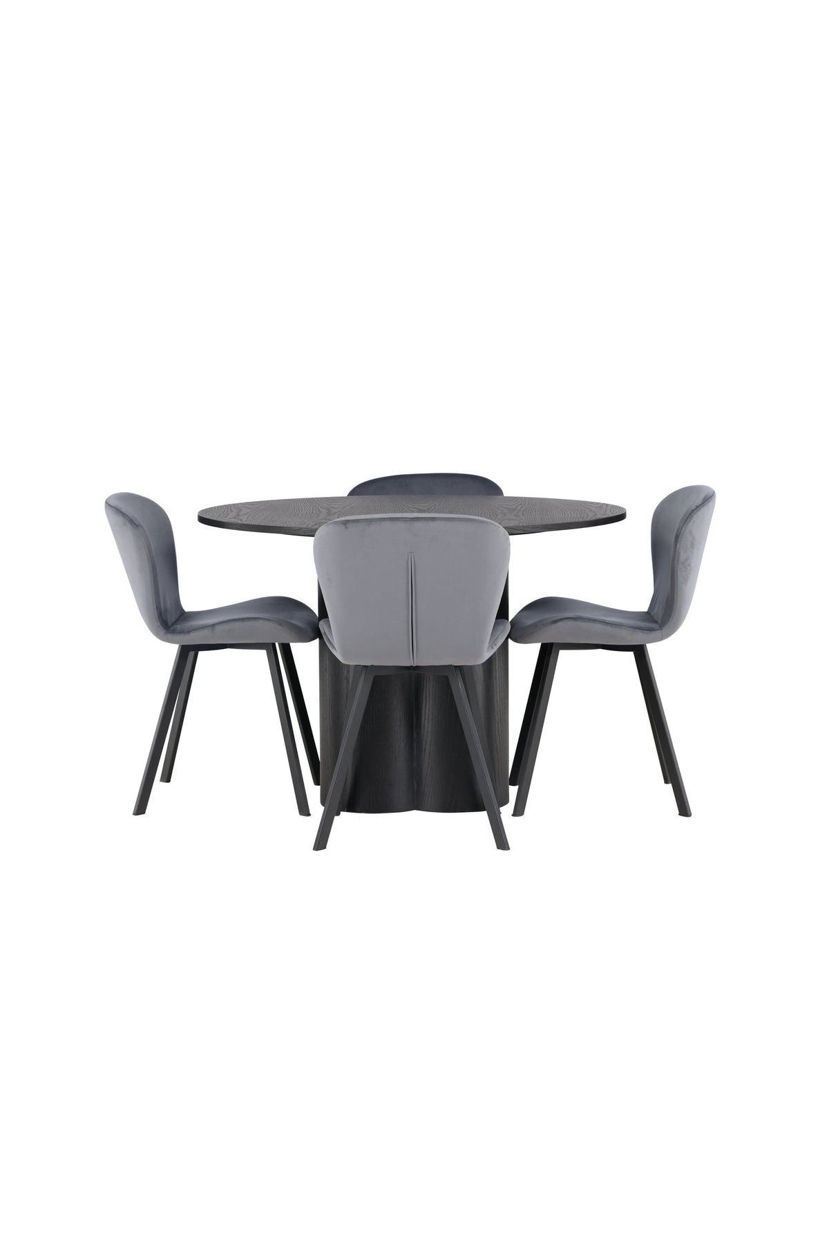 Olivia Esszimmerset + Lilja ⌀110cm/4St. in Schwarzgrau präsentiert im Onlineshop von KAQTU Design AG. Esszimmerset ist von Venture Home