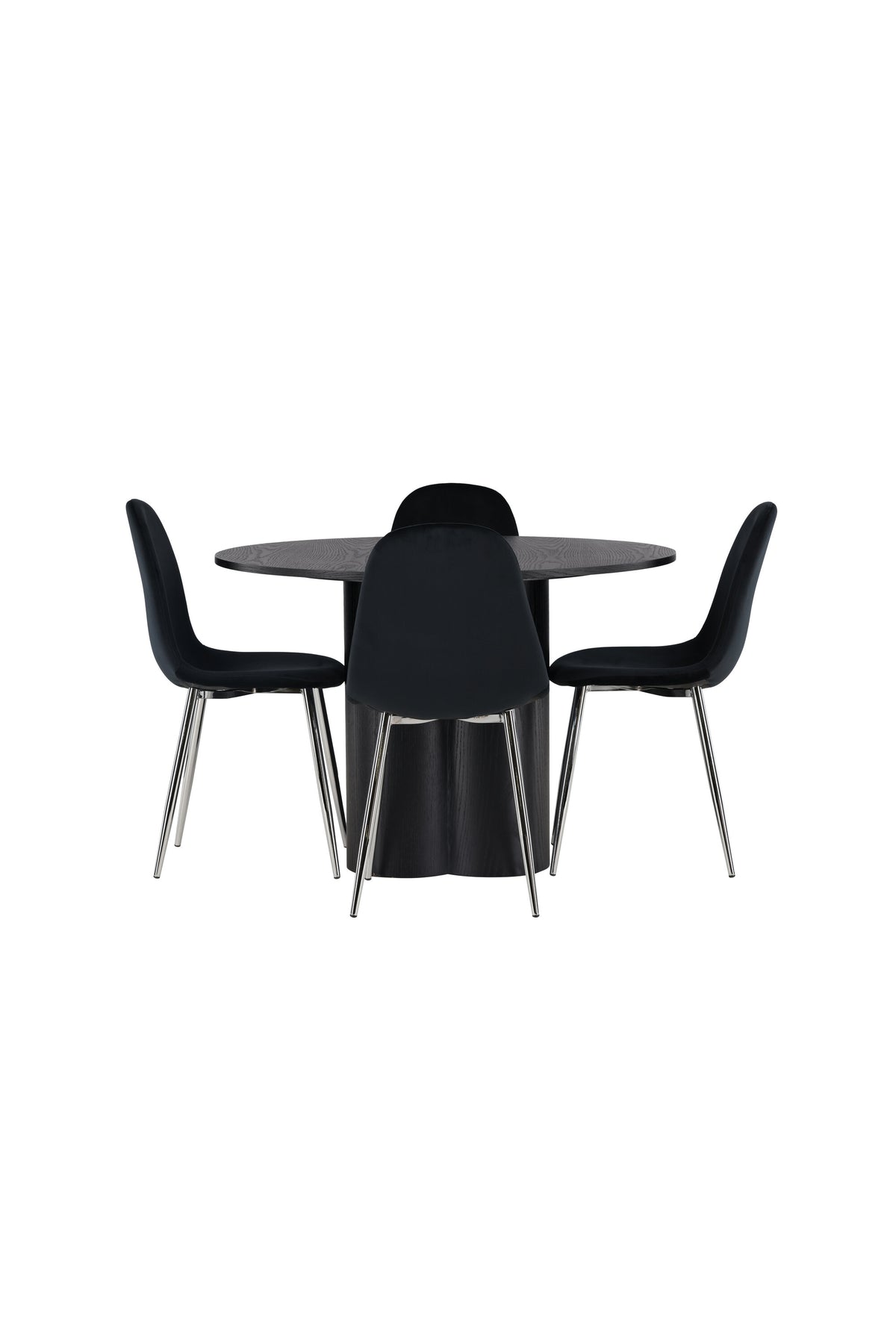 Olivia Esszimmerset + Polar ⌀110cm/4St. in Schwarzes Silber präsentiert im Onlineshop von KAQTU Design AG. Esszimmerset ist von Venture Home