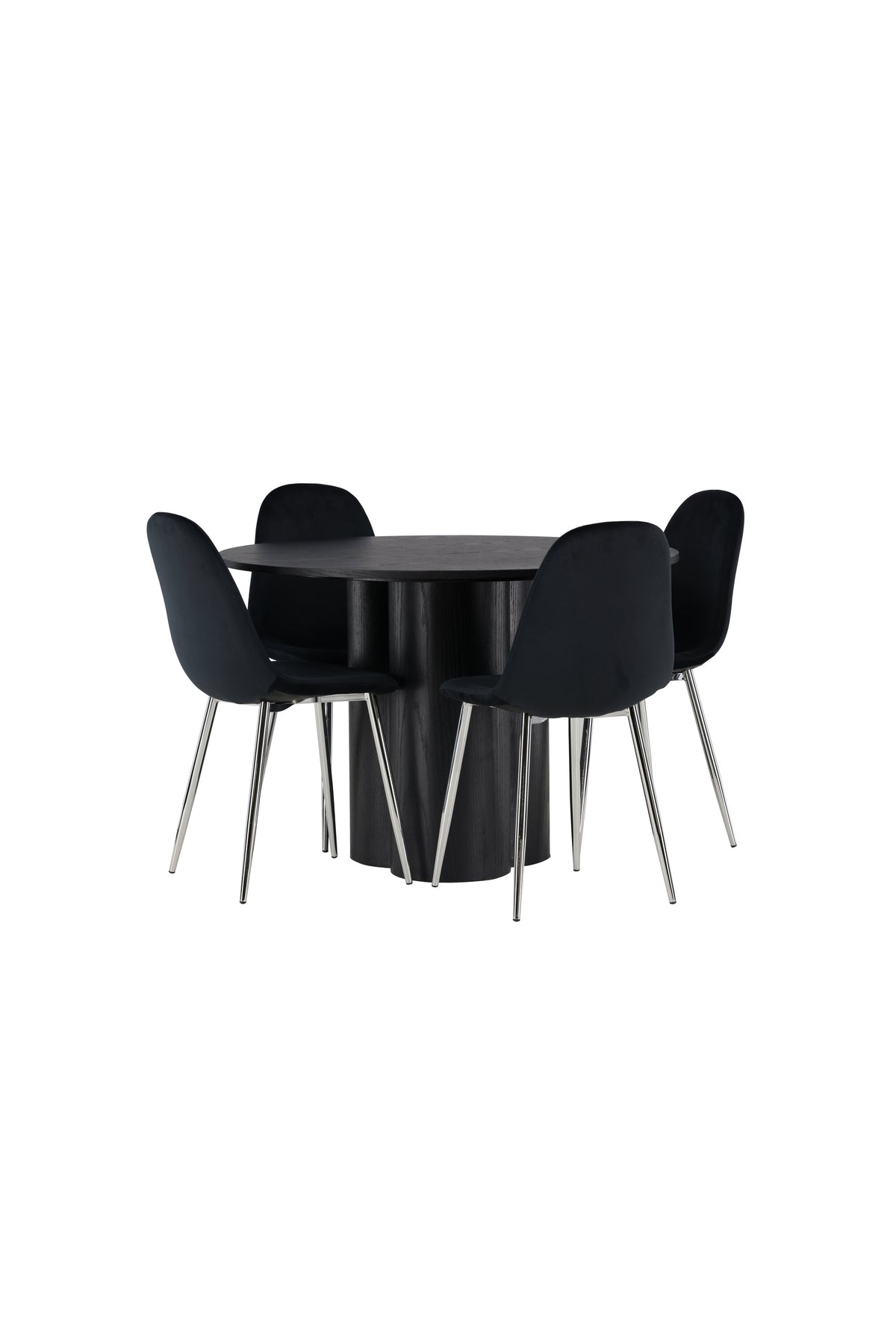Olivia Esszimmerset + Polar ⌀110cm/4St. in Schwarzes Silber präsentiert im Onlineshop von KAQTU Design AG. Esszimmerset ist von Venture Home