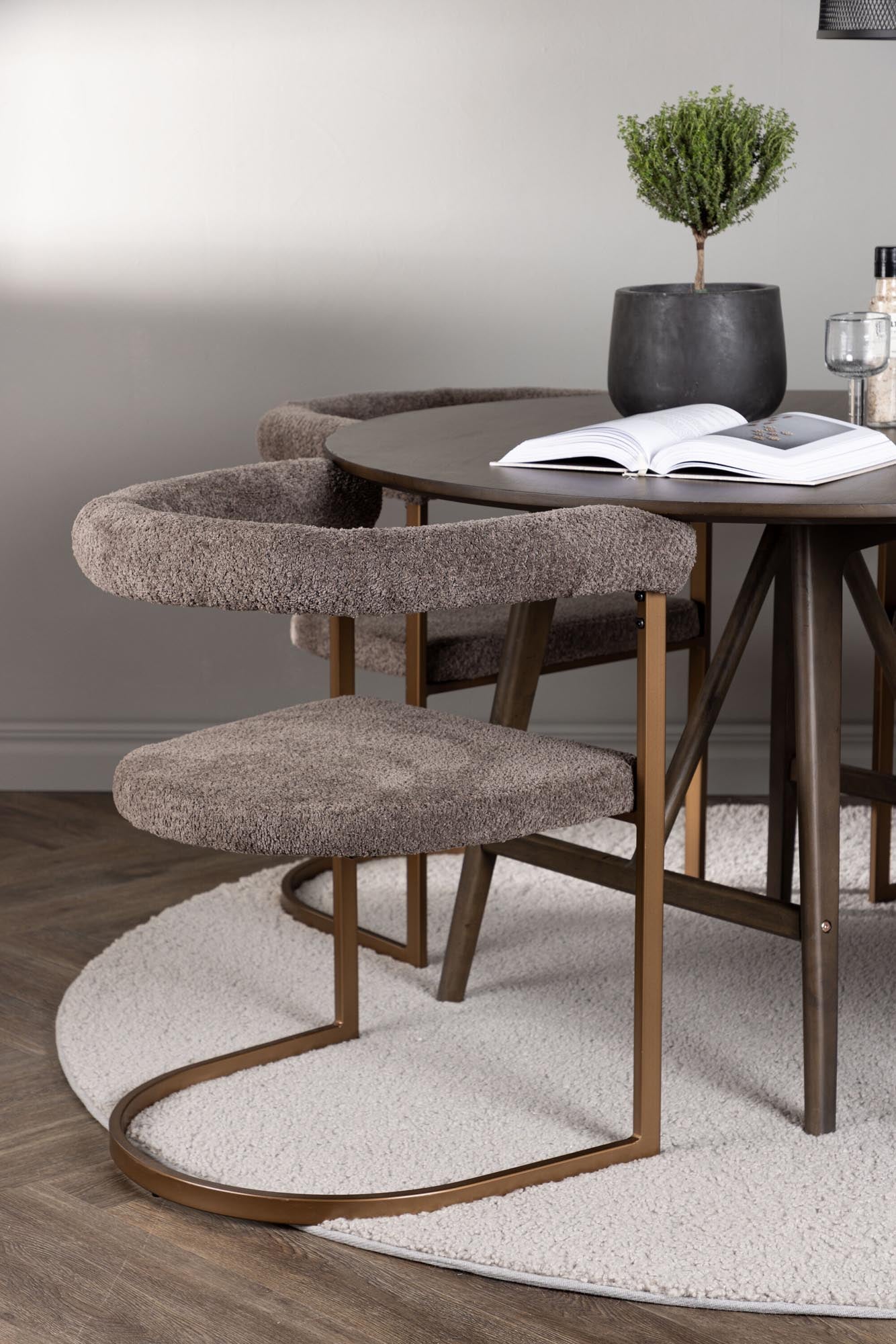 Elegantes Kaseindon Esszimmerset mit 4 Stühlen, 100cm, von Venture Home.