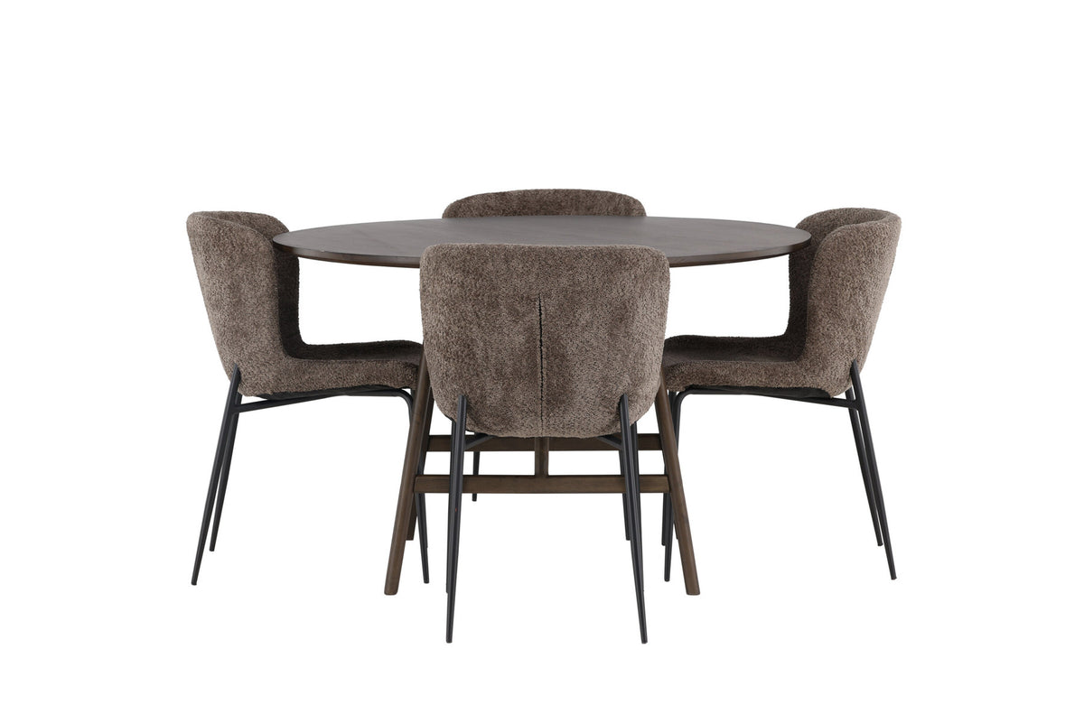 Kaseindon Esszimmerset + Modesto ⌀100cm/4St. in Schwarz, Dunkelgrau präsentiert im Onlineshop von KAQTU Design AG. Esszimmerset ist von Venture Home