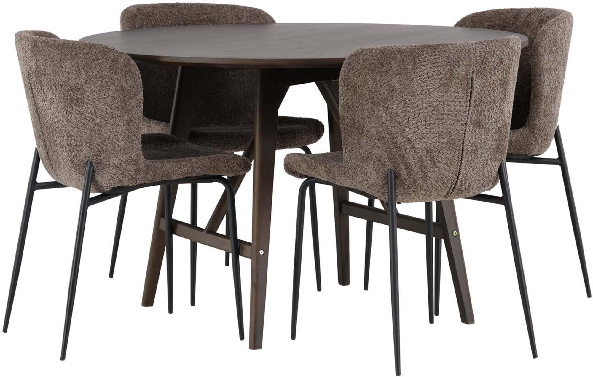 Elegantes Kaseindon Esszimmerset mit rundem Modesto Tisch, 4 Stühle.