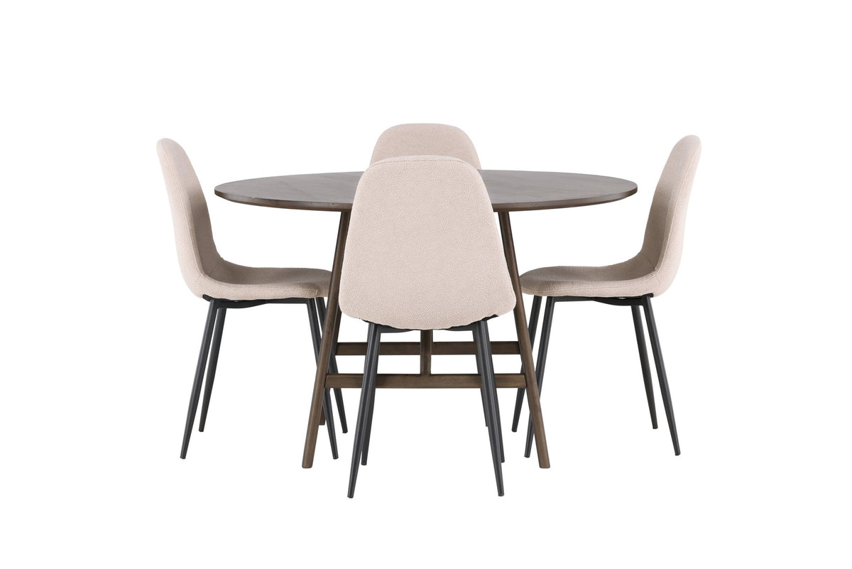 Kaseindon Esszimmerset + Polar ⌀100cm/4St. in Beige, Schwarz präsentiert im Onlineshop von KAQTU Design AG. Esszimmerset ist von Venture Home