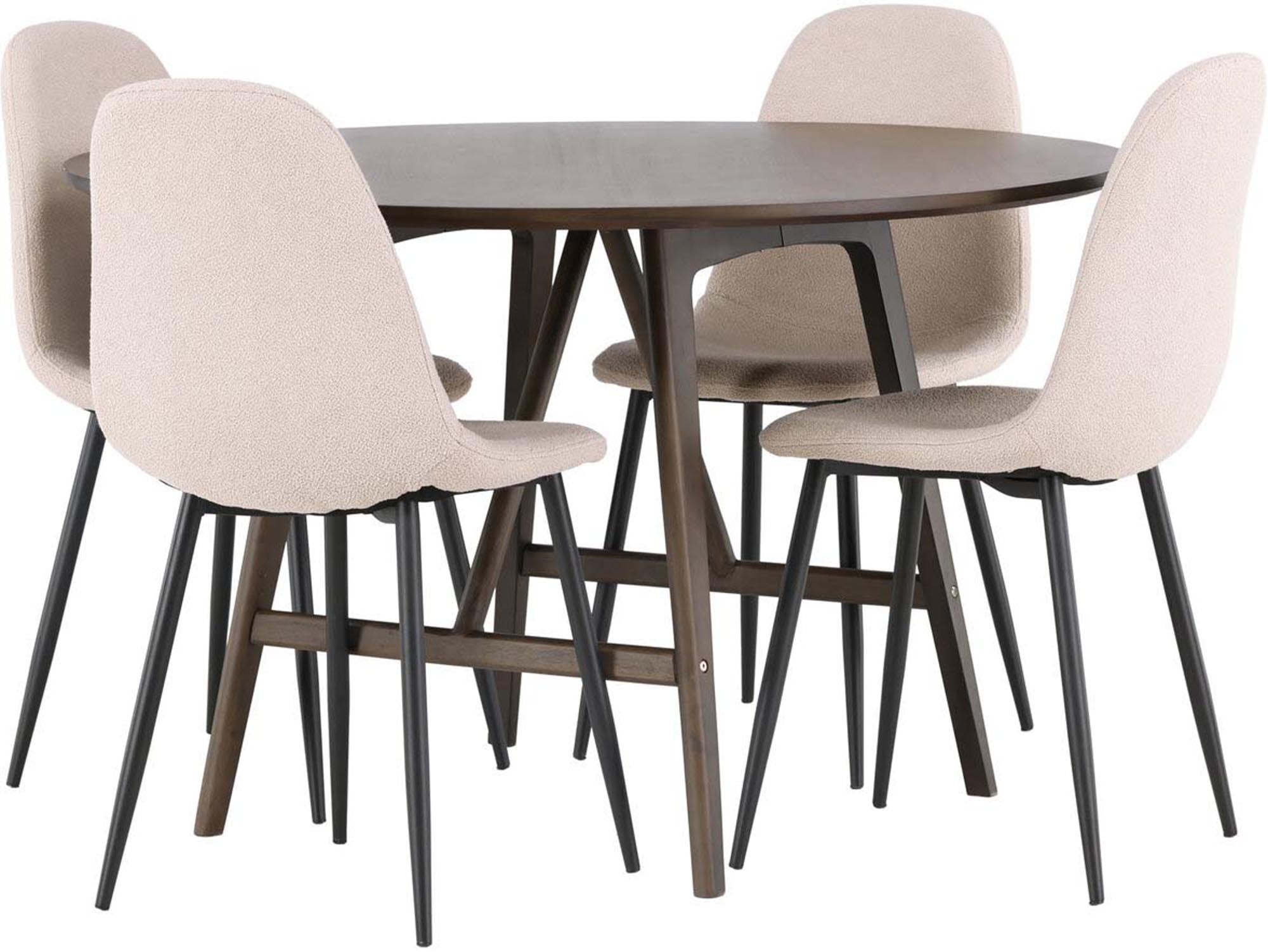 Elegantes Esszimmerset Kaseindon + Polar, 100cm, 4 Stühle, Venture Home.