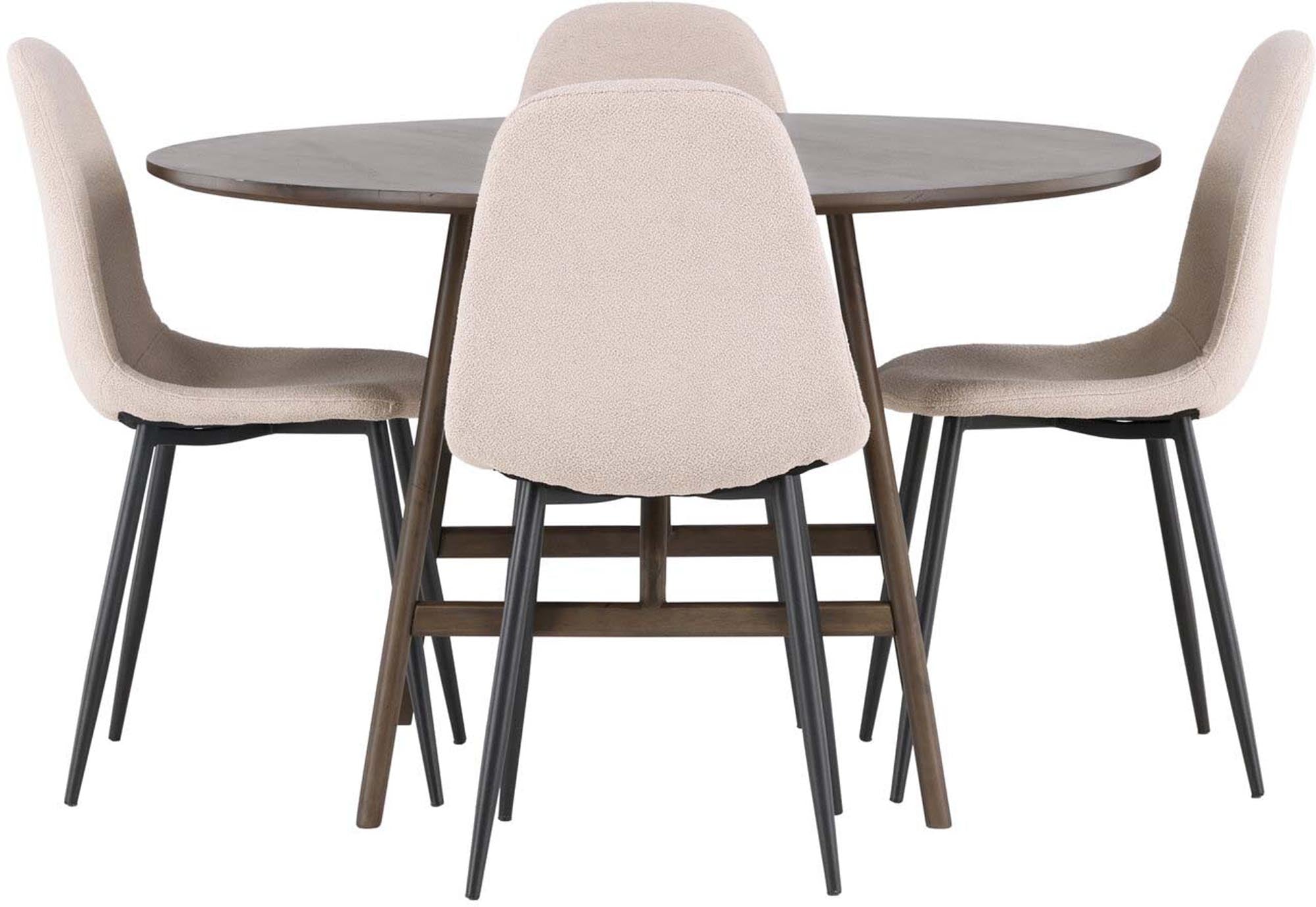 Elegantes Esszimmerset Kaseindon mit Polar Tisch, 100cm, 4 Stühle.