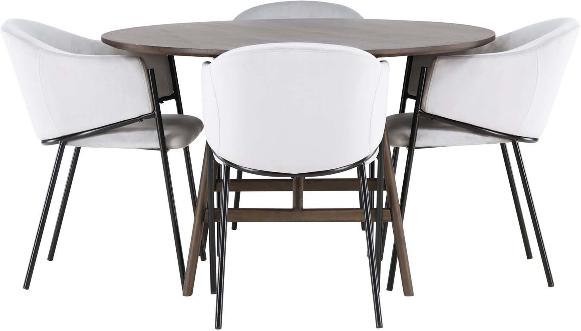 Stilvolles Kaseindon Esszimmerset mit Evelina Stühlen, Ø100cm.