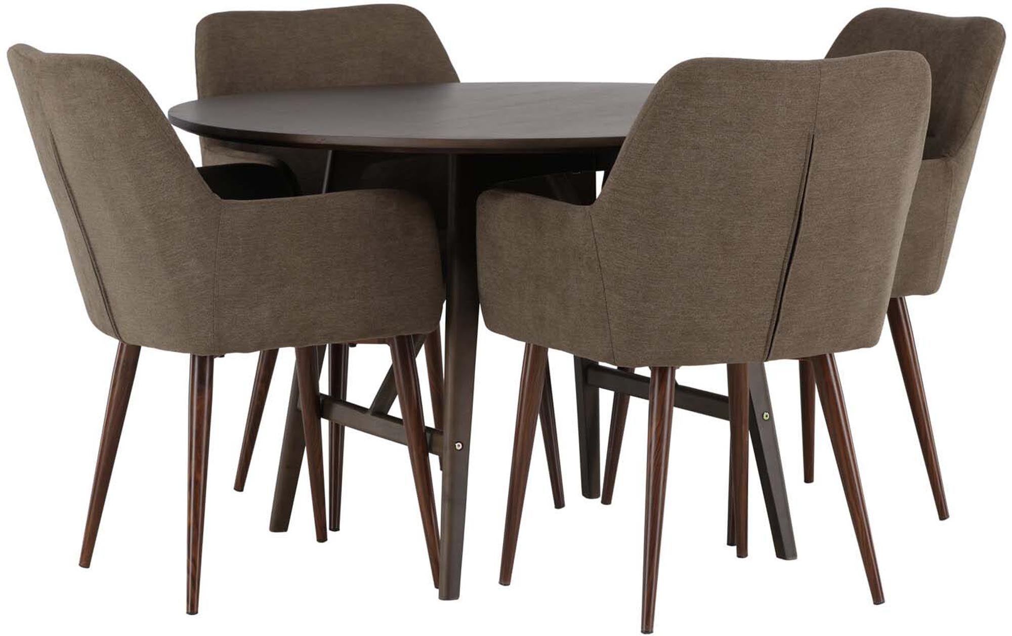 Elegantes Kaseindon Esszimmerset von Venture Home: Runder Tisch für 4 Personen, stilvolle Stühle, perfekte Kombination aus Komfort und Design.