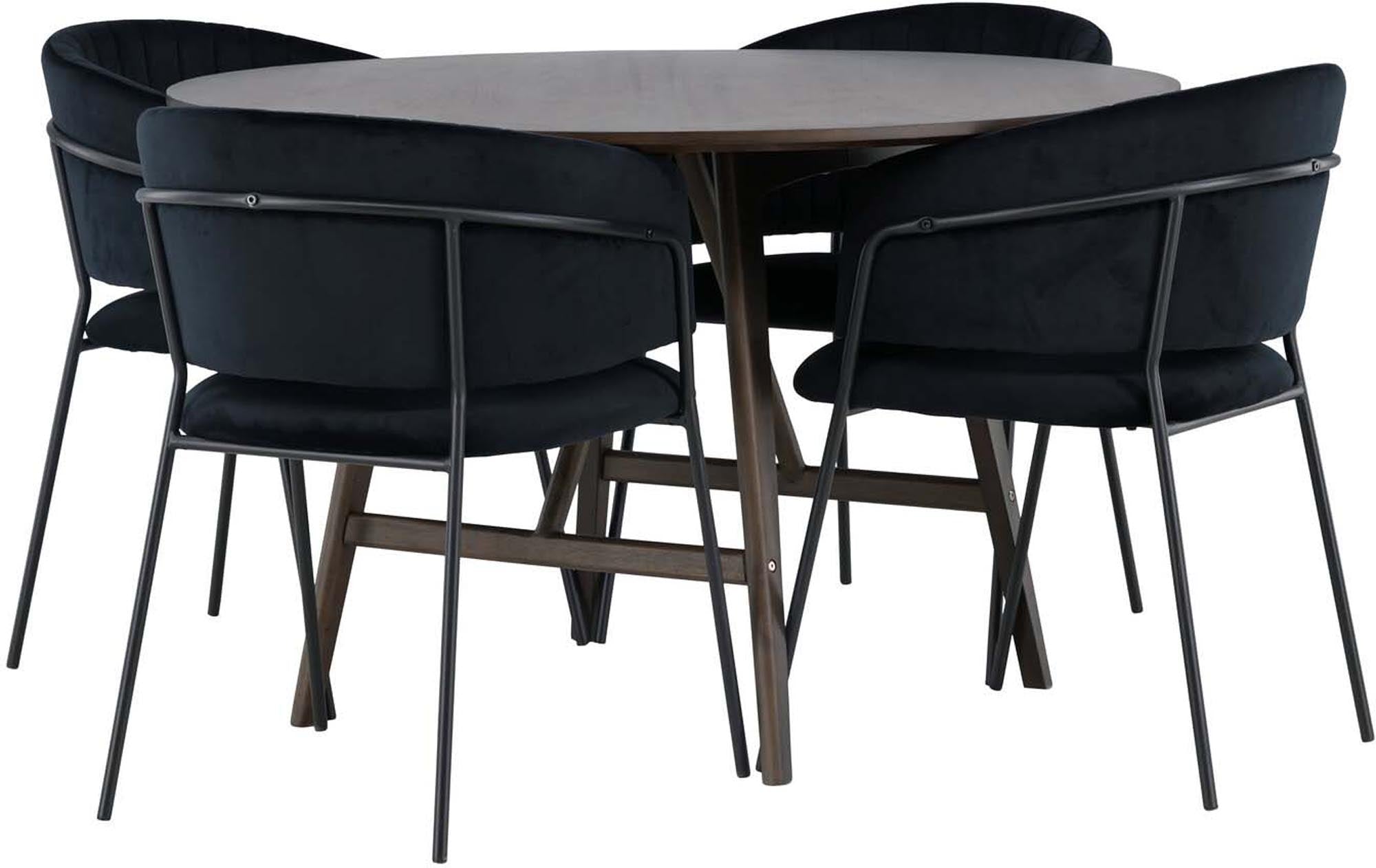 Venture Home Esszimmerset: Kaseindon Tisch & 4 Selma Stühle, 100cm.