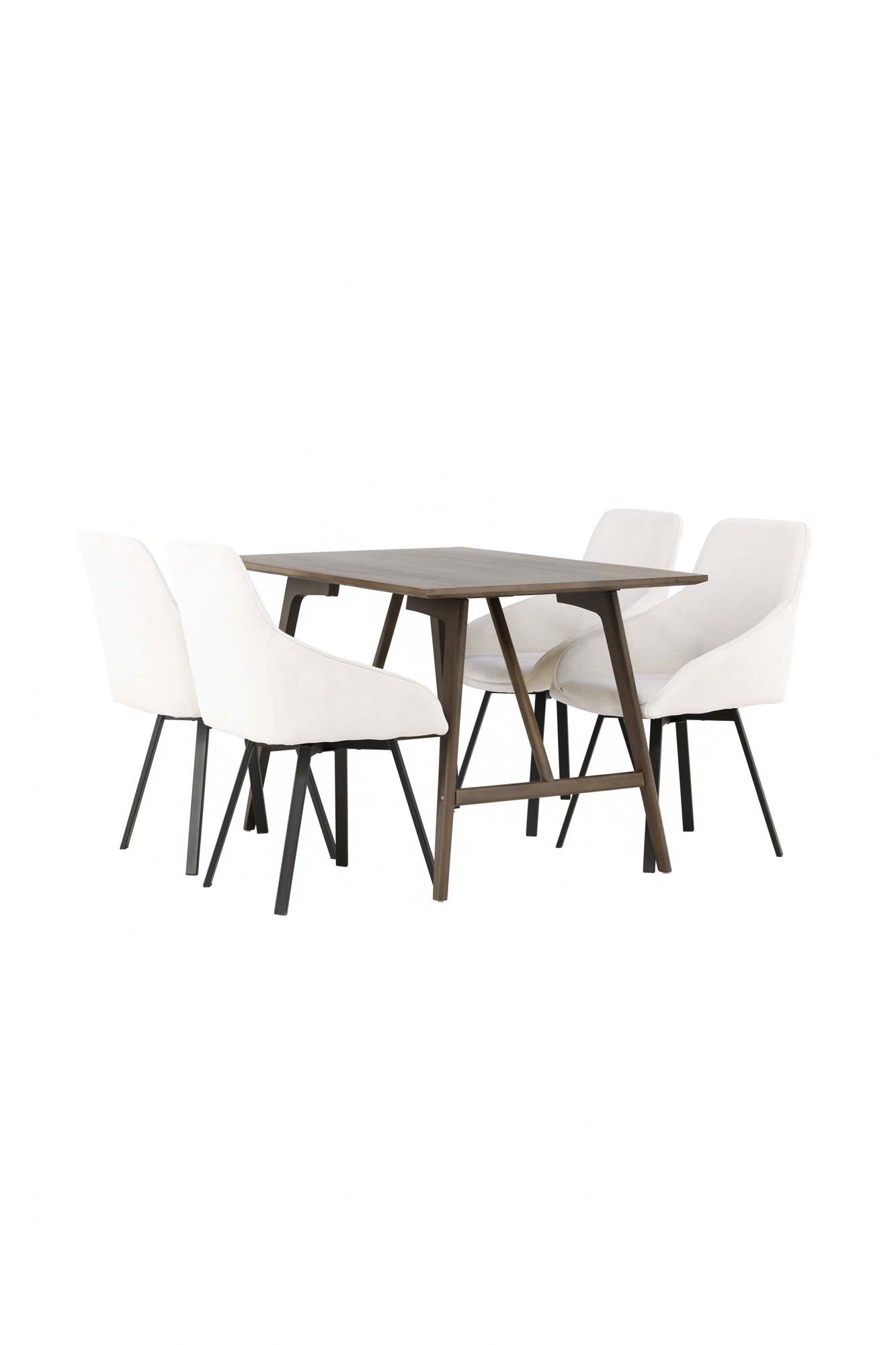 Stilvolles Kaseindon Esszimmerset mit Rosie Tisch, 120cm, 4 Stühle.