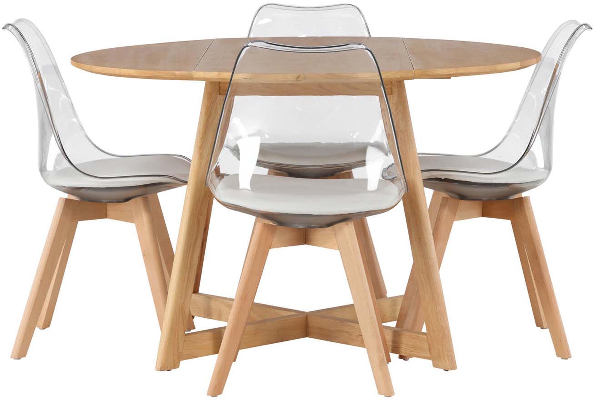 Entdecken Sie das Yadikon Esszimmerset + Edvin von Venture Home: klappbarer Esstisch, elegante Stühle, modernes Design, hochwertige Materialien.