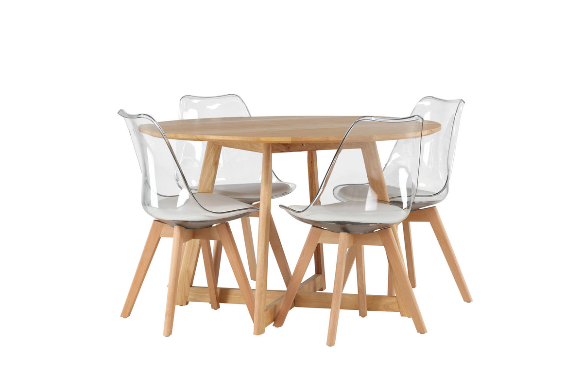 Yadikon Esszimmerset + Edvin ⌀120cm/4St. in Natur,Transparent,Weiss präsentiert im Onlineshop von KAQTU Design AG. Esszimmerset ist von Venture Home