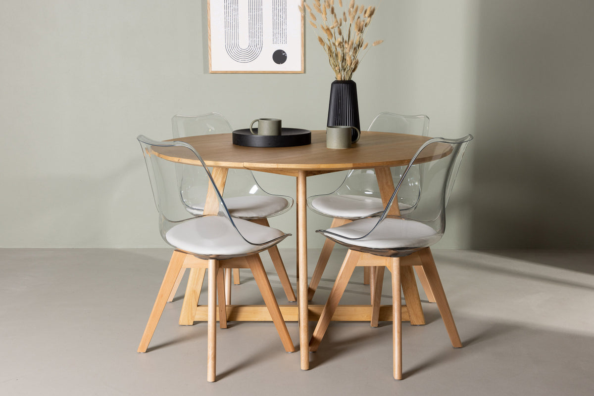 Yadikon Esszimmerset + Edvin ⌀120cm/4St. in Natur,Transparent,Weiss präsentiert im Onlineshop von KAQTU Design AG. Esszimmerset ist von Venture Home