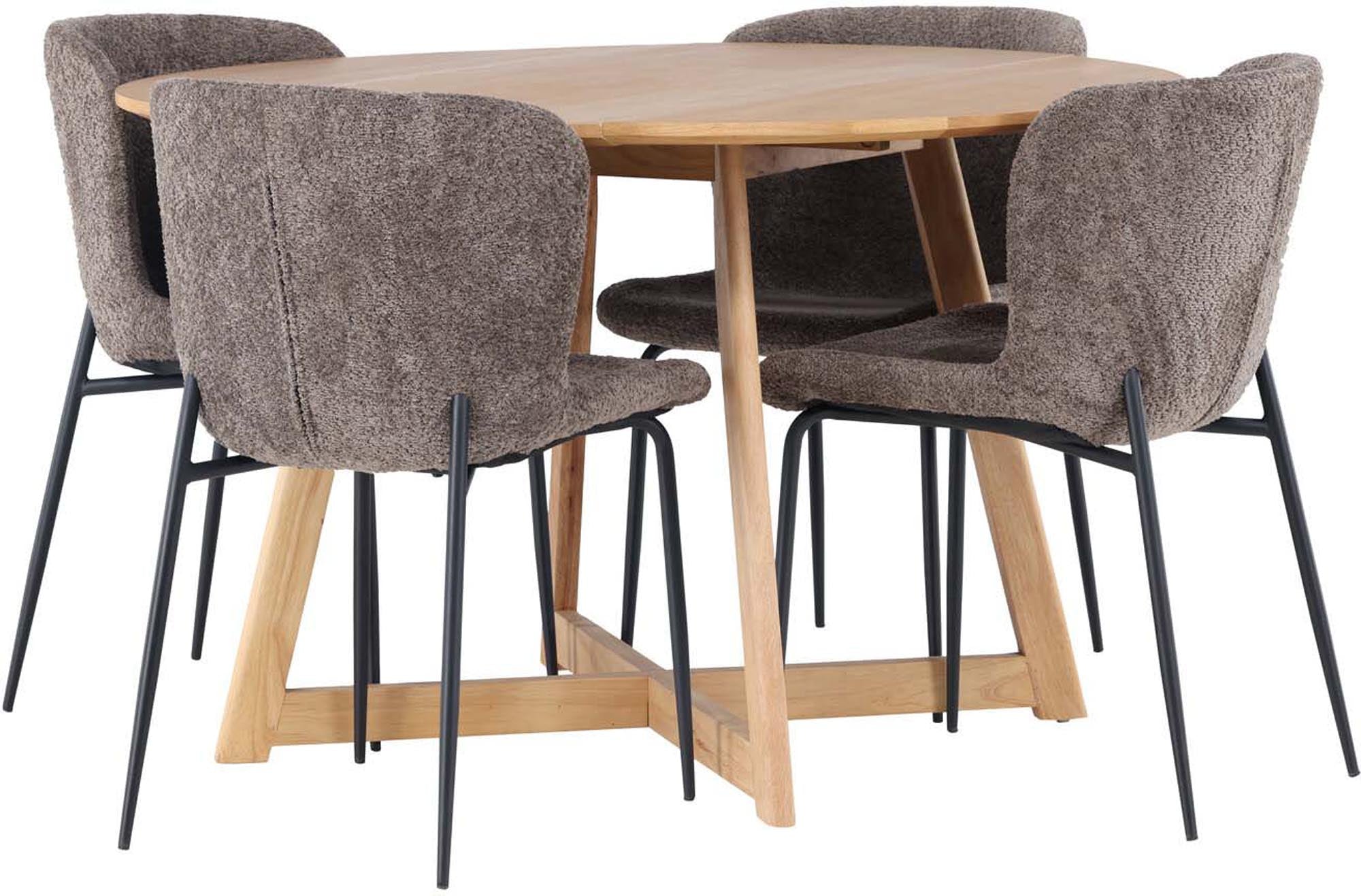 Modernes Yadikon Esszimmerset mit Modesto Tisch, 120cm, 4 Stühle.