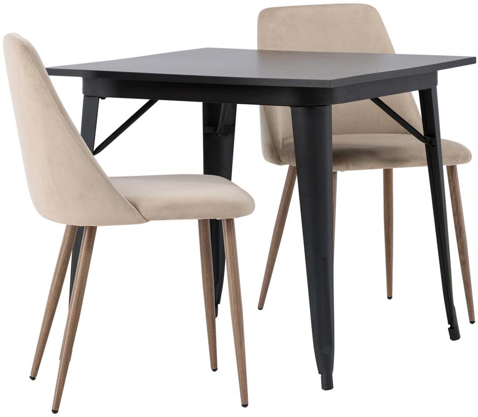 Kompaktes Esszimmerset von Venture Home: Eleganter 80cm Tisch und bequeme Stühle im skandinavischen Design für kleine Räume.