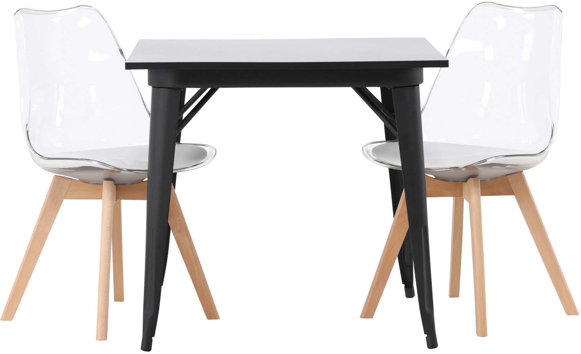 Elegantes Tempe Esszimmerset: 80cm Tisch & 2 Edvin-Stühle von Venture.