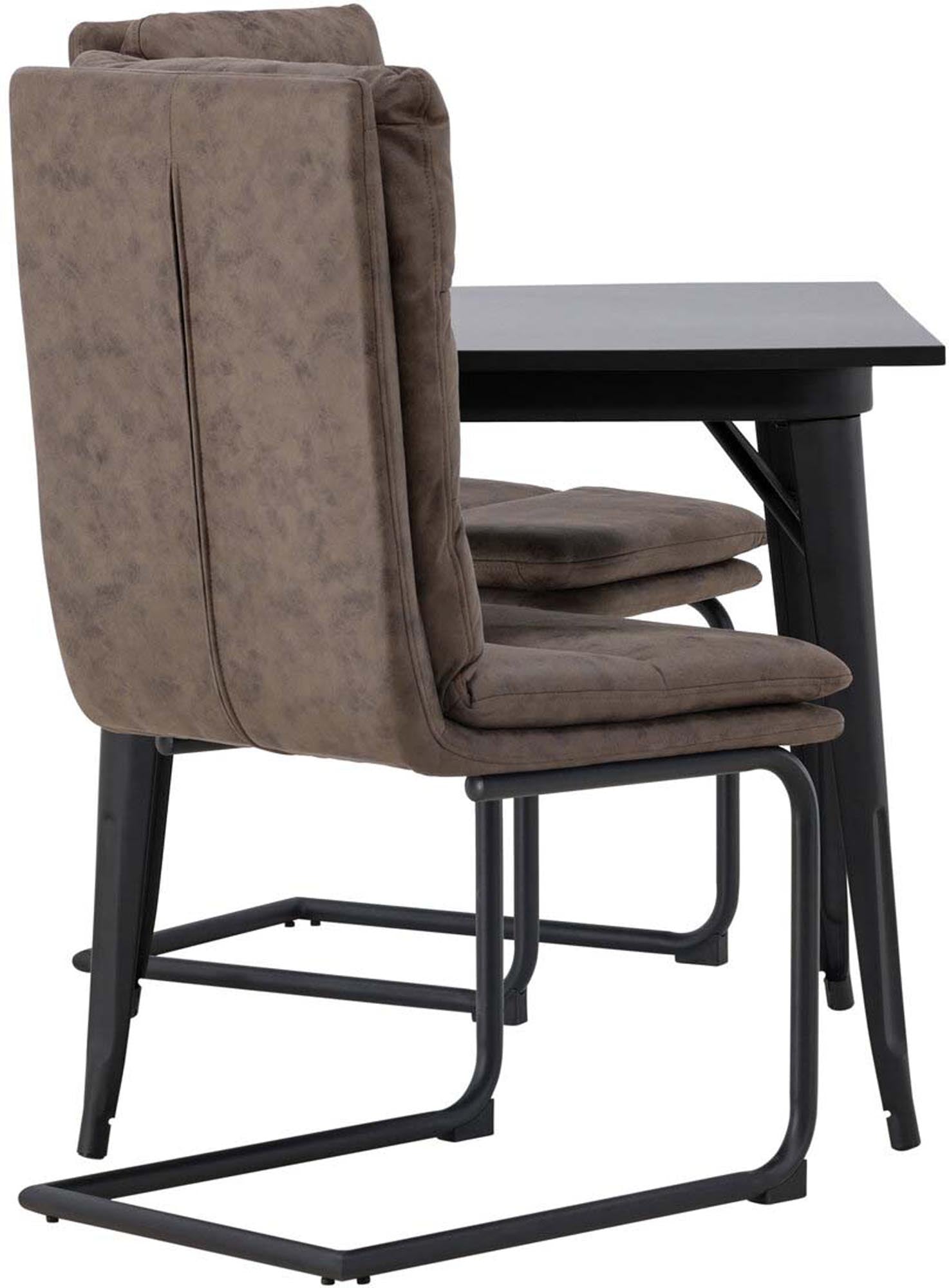 Stilvolles Tempe Esszimmerset: 80x80 cm Tisch, MDF-Platte, Stahlbeine, Zizo Stühle mit Mikrofaserbezug. Modern & komfortabel.