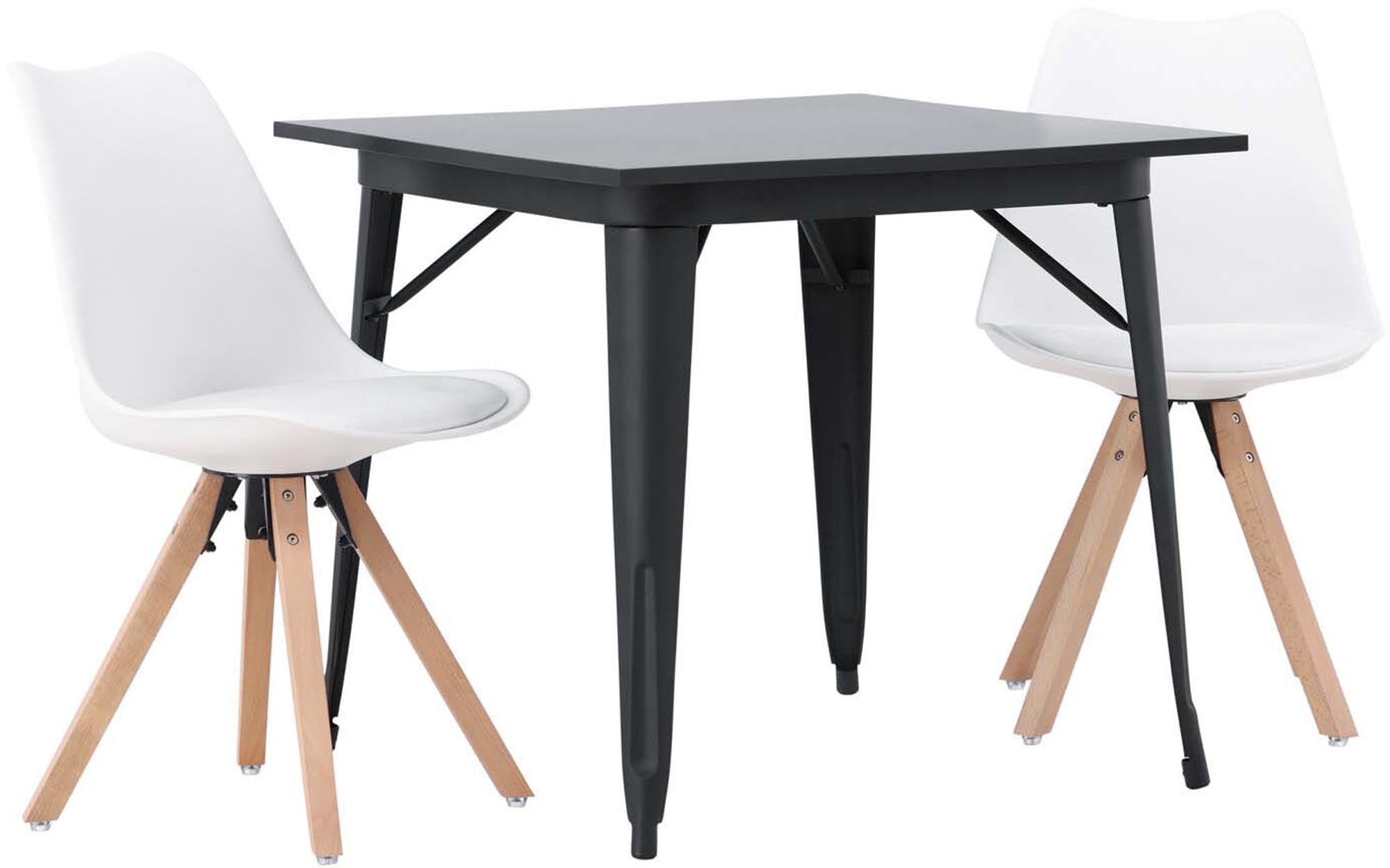 Modernes Esszimmerset Tempe mit quadratischem Tisch und komfortablen Zeno Stühlen. Ideal für stilvolle Esszimmer und gesellige Runden.